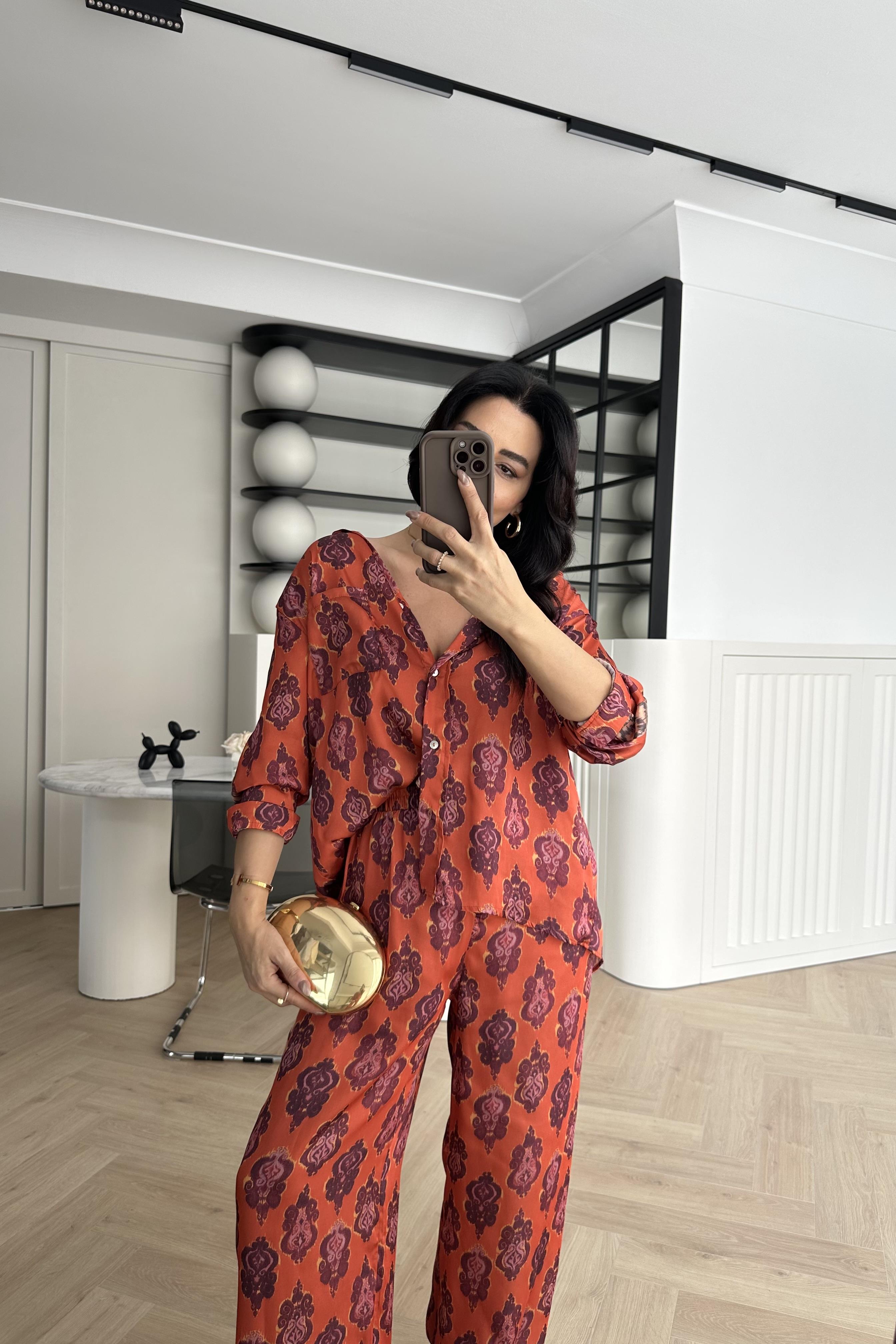 Leopar Detaylı Marka Model Saten Takım