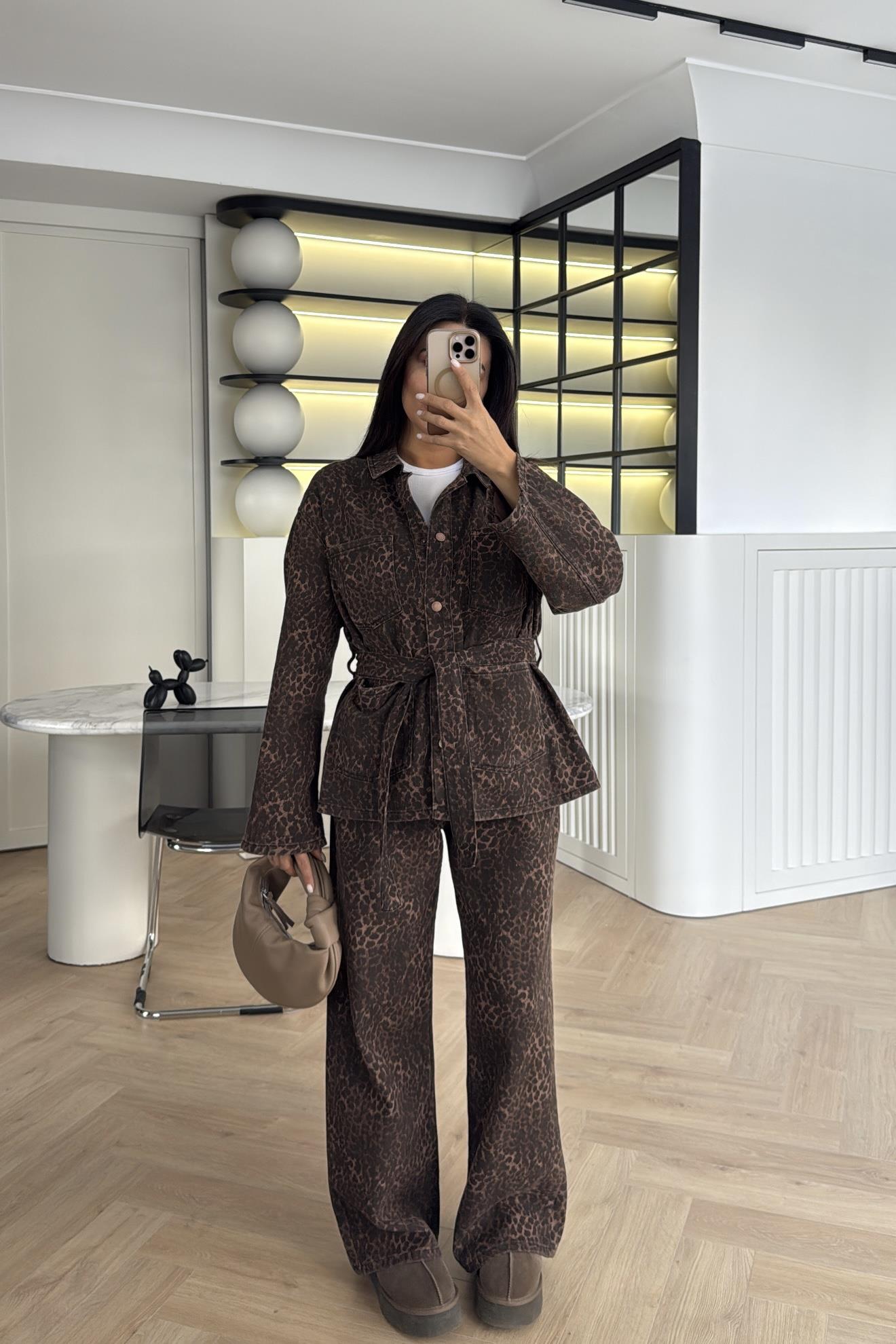 LEOPAR KUŞAKLI DENİM TAKIM 