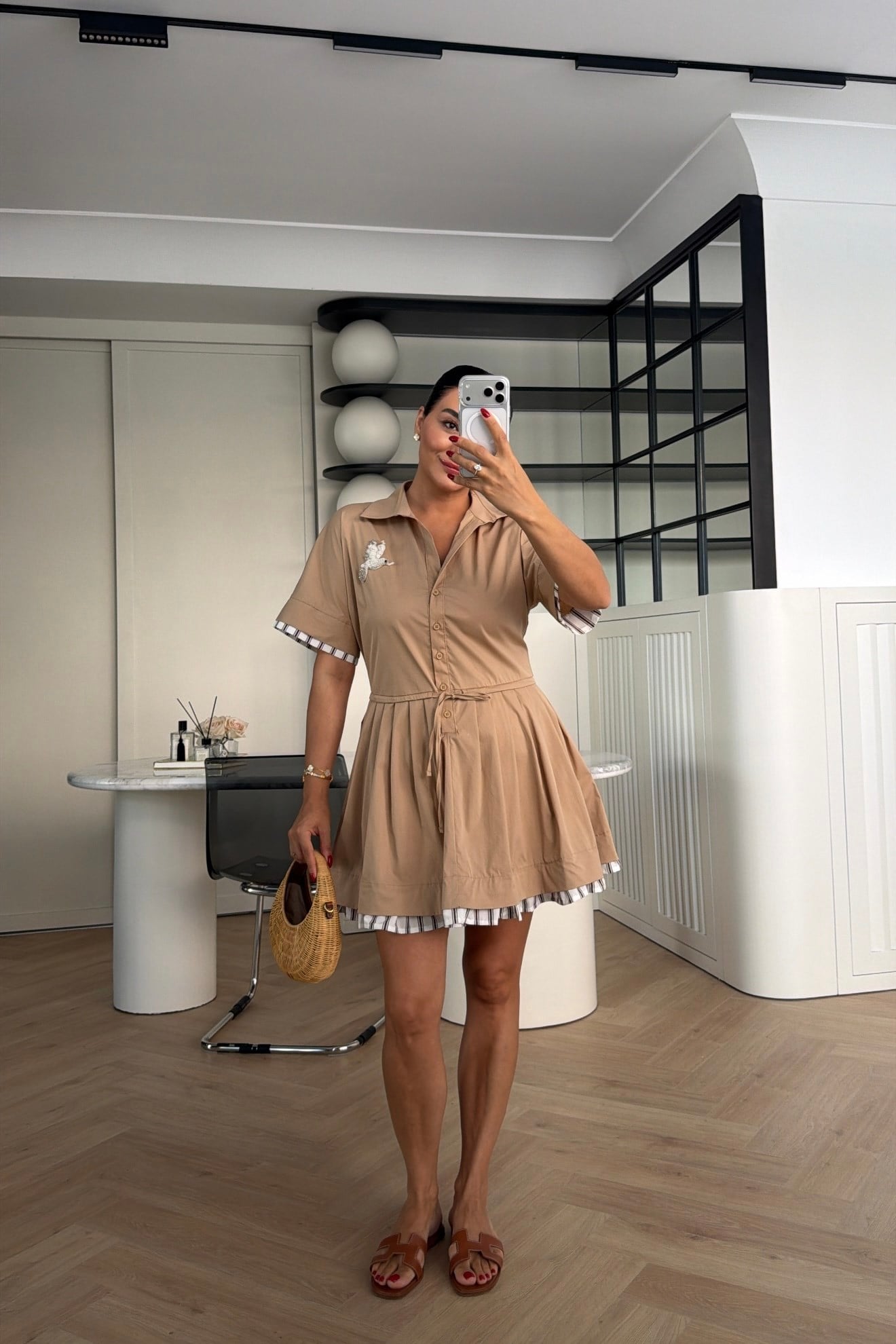 MARKA MODEL PİLELİ ELBİSE BEJ 
