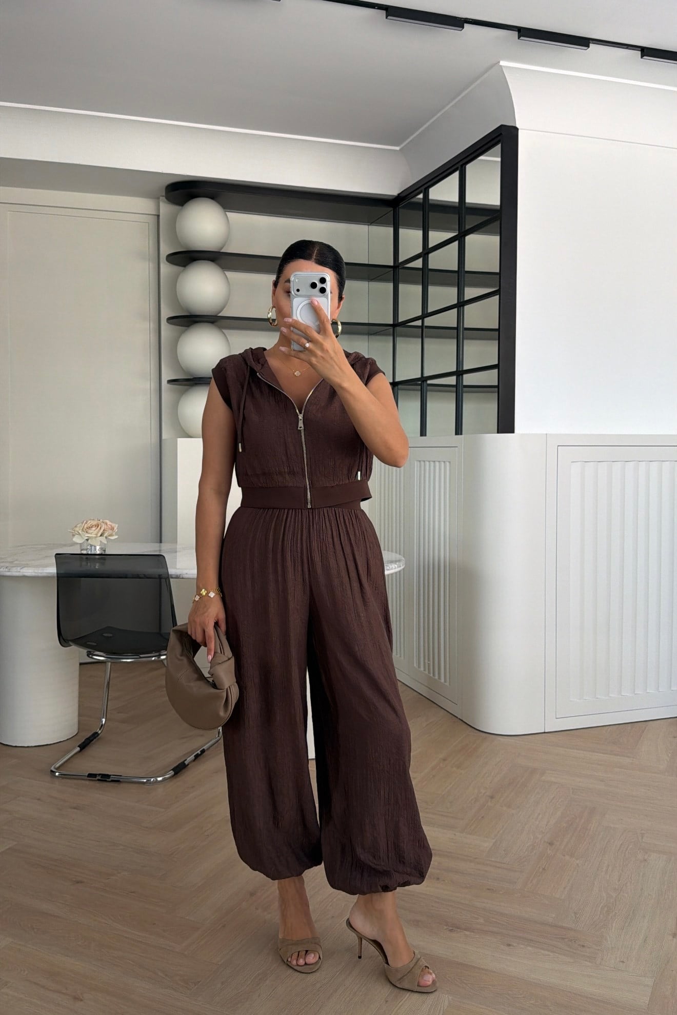 MARKA MODEL YELEK ŞALVAR PANTOLON TAKIM KAHVE 