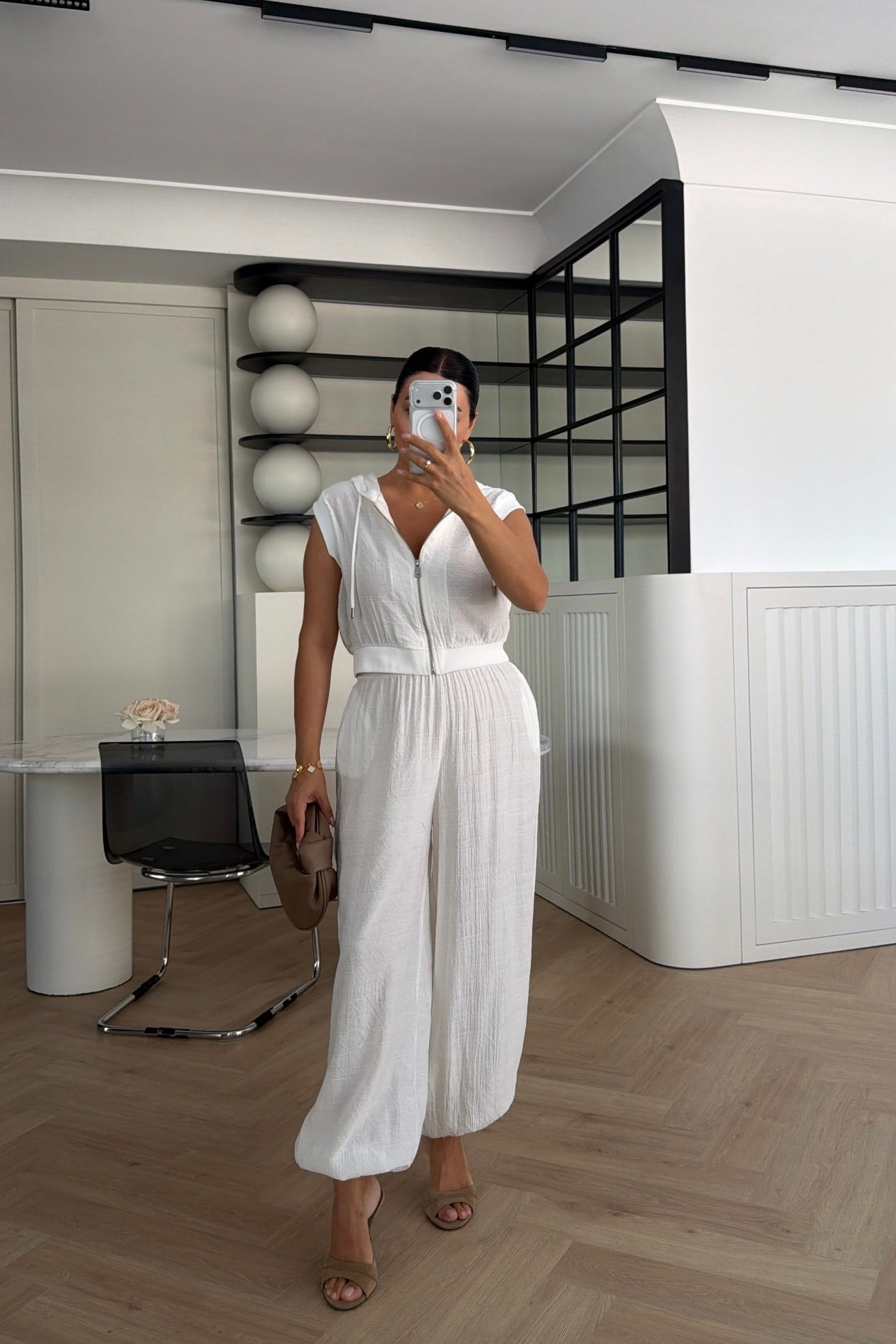 MARKA MODEL YELEK ŞALVAR PANTOLON TAKIM BEYAZ 