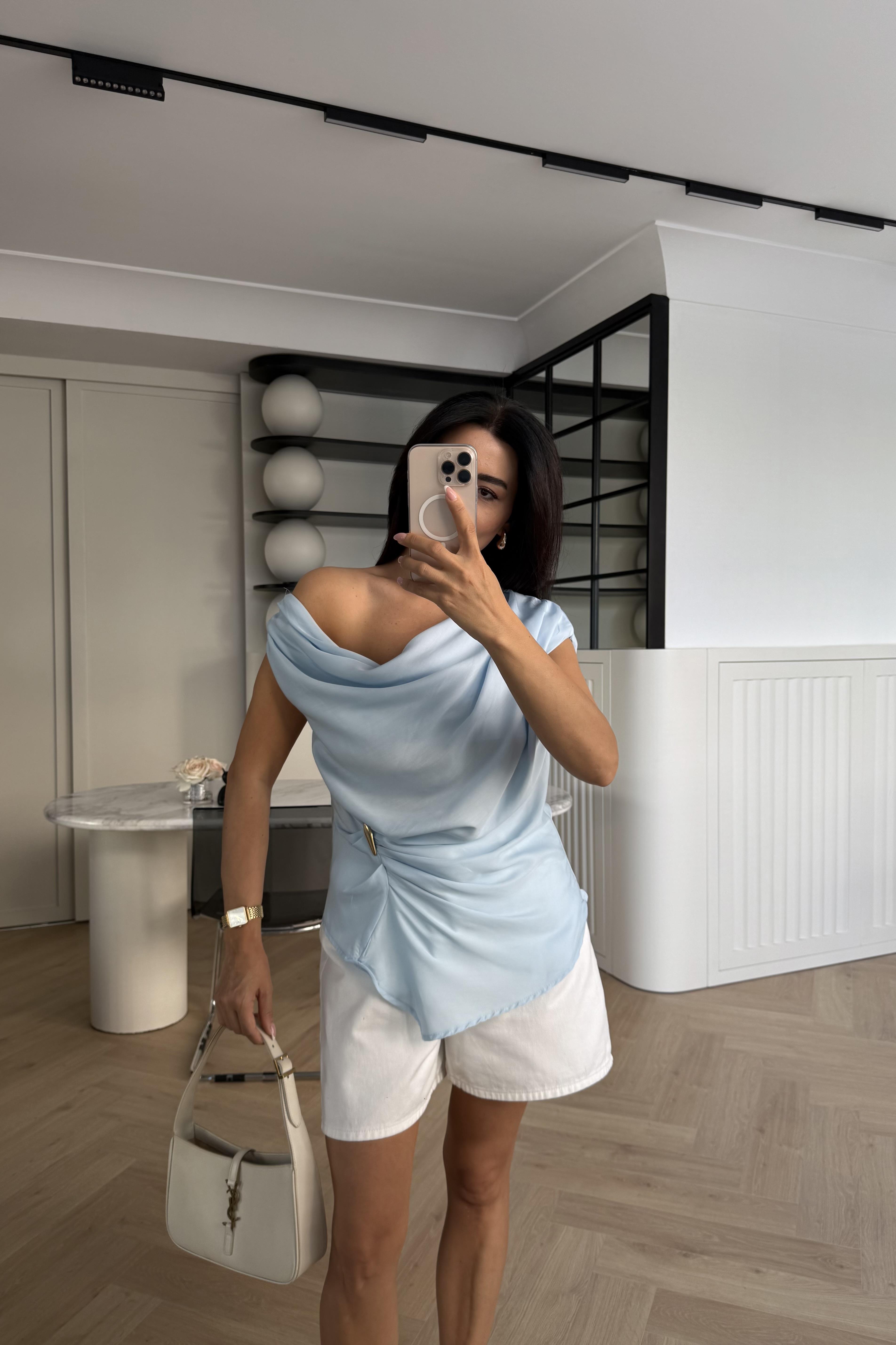 MAVİ ZR MODEL DÜŞÜK OMUZ BLUZ 