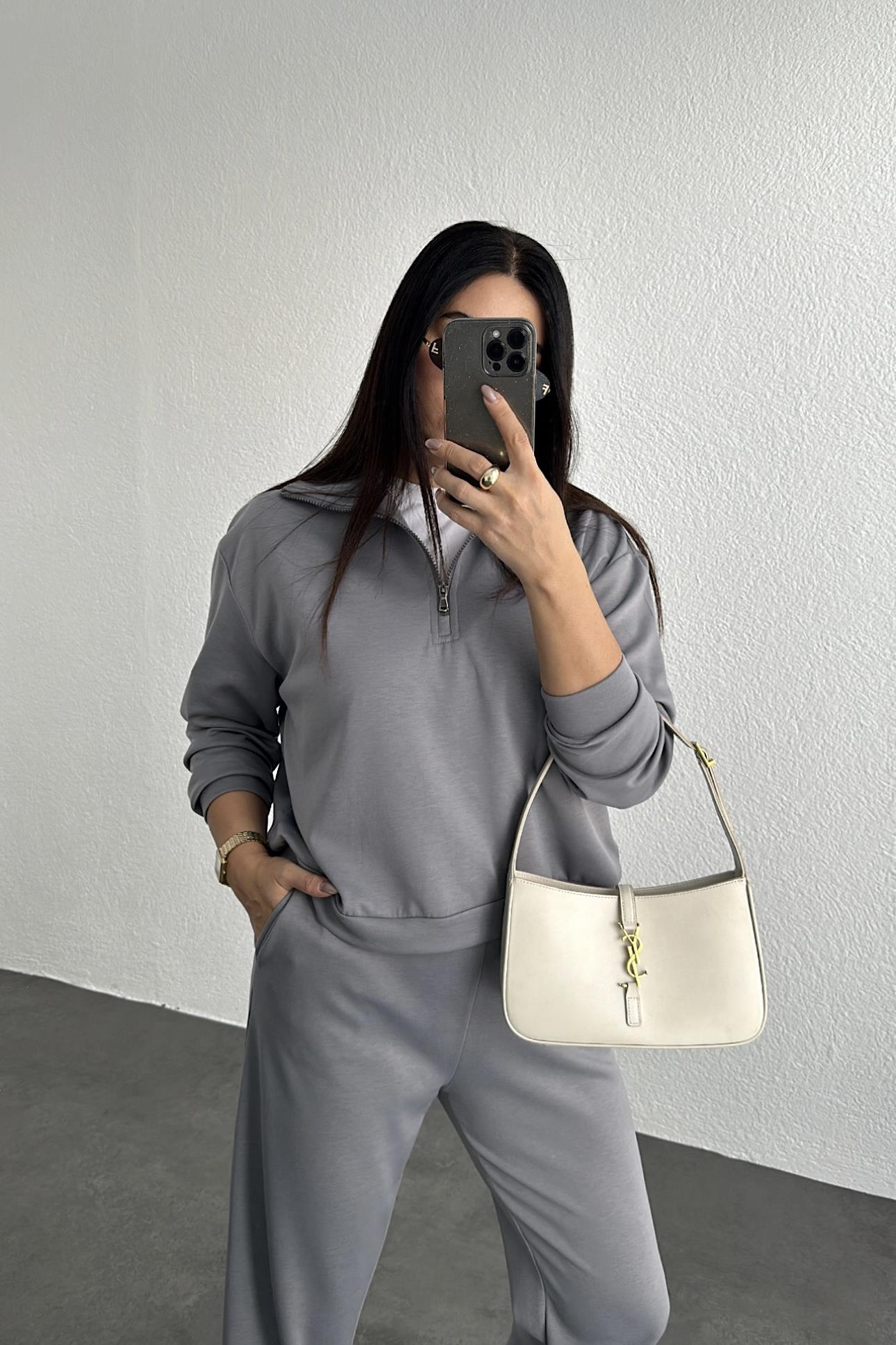 Modal Kumaş Eşofman Takım Açık Gri