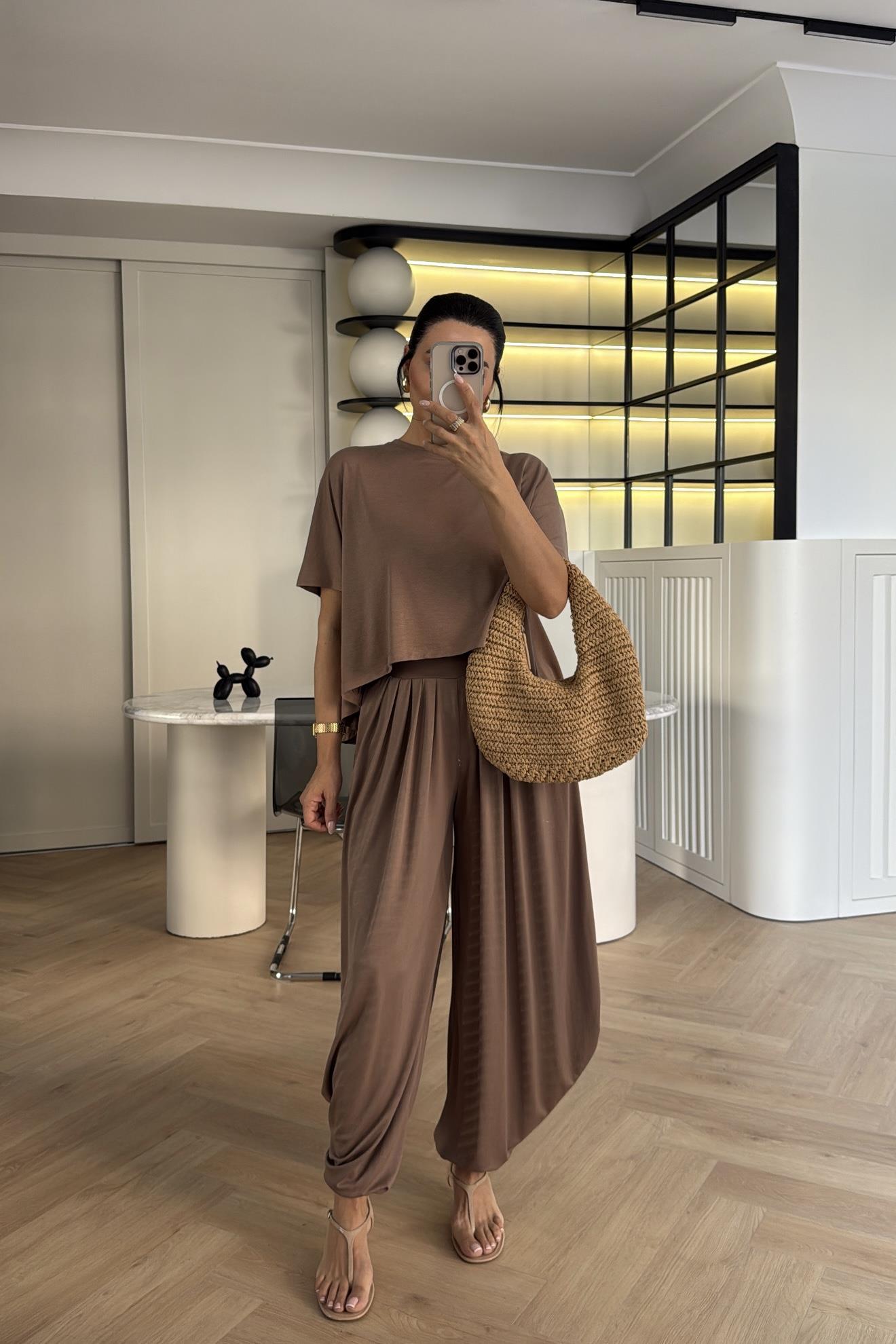 MODAL KUMAŞ ŞALVAR MODEL KAHVE TAKIM