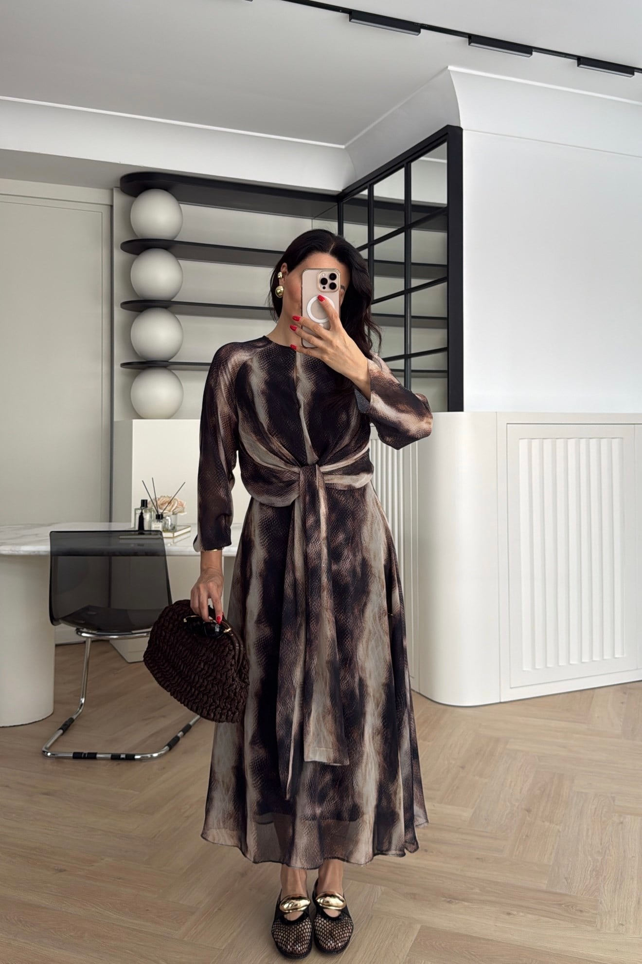 MONİCA BAĞLAMALI ELBİSE KAHVE