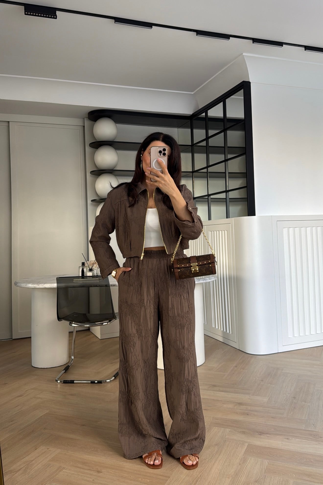 NAKIŞLI GOLD FERMUARLI BOMBER TAKIM VİZON 