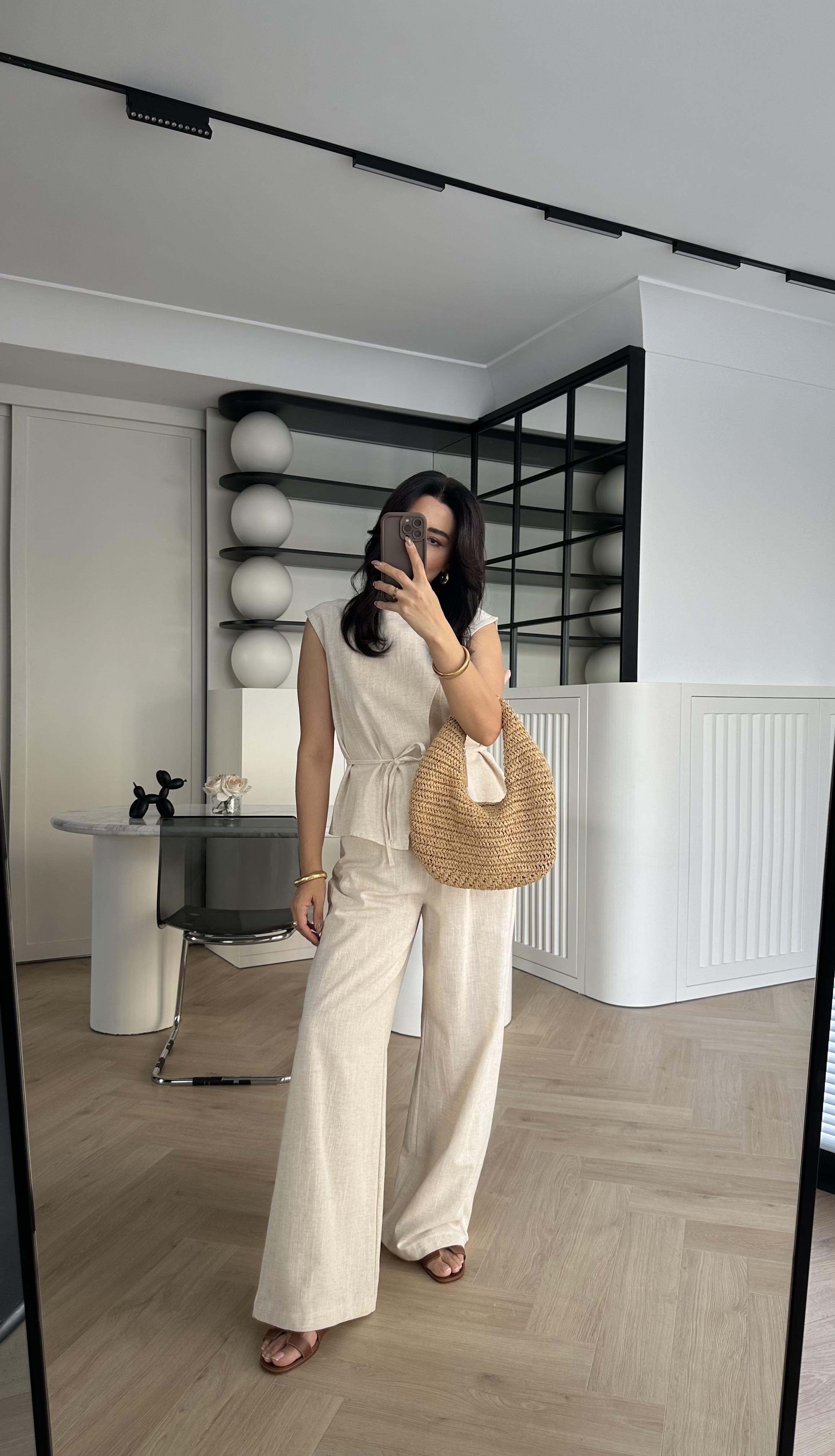 Natürel Renk Keten Kumaş Zr Takım