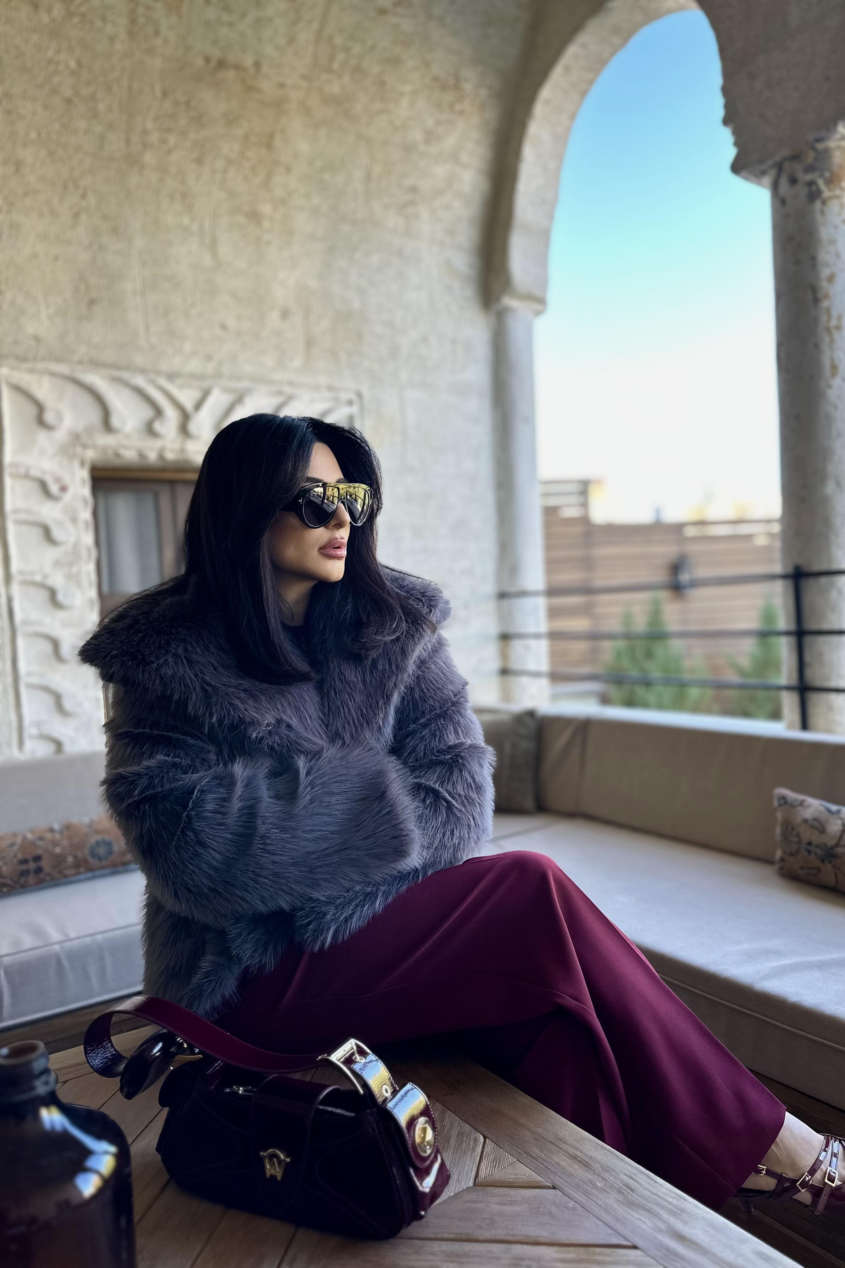 Oslo Model Gri Renk Kürk Ceket