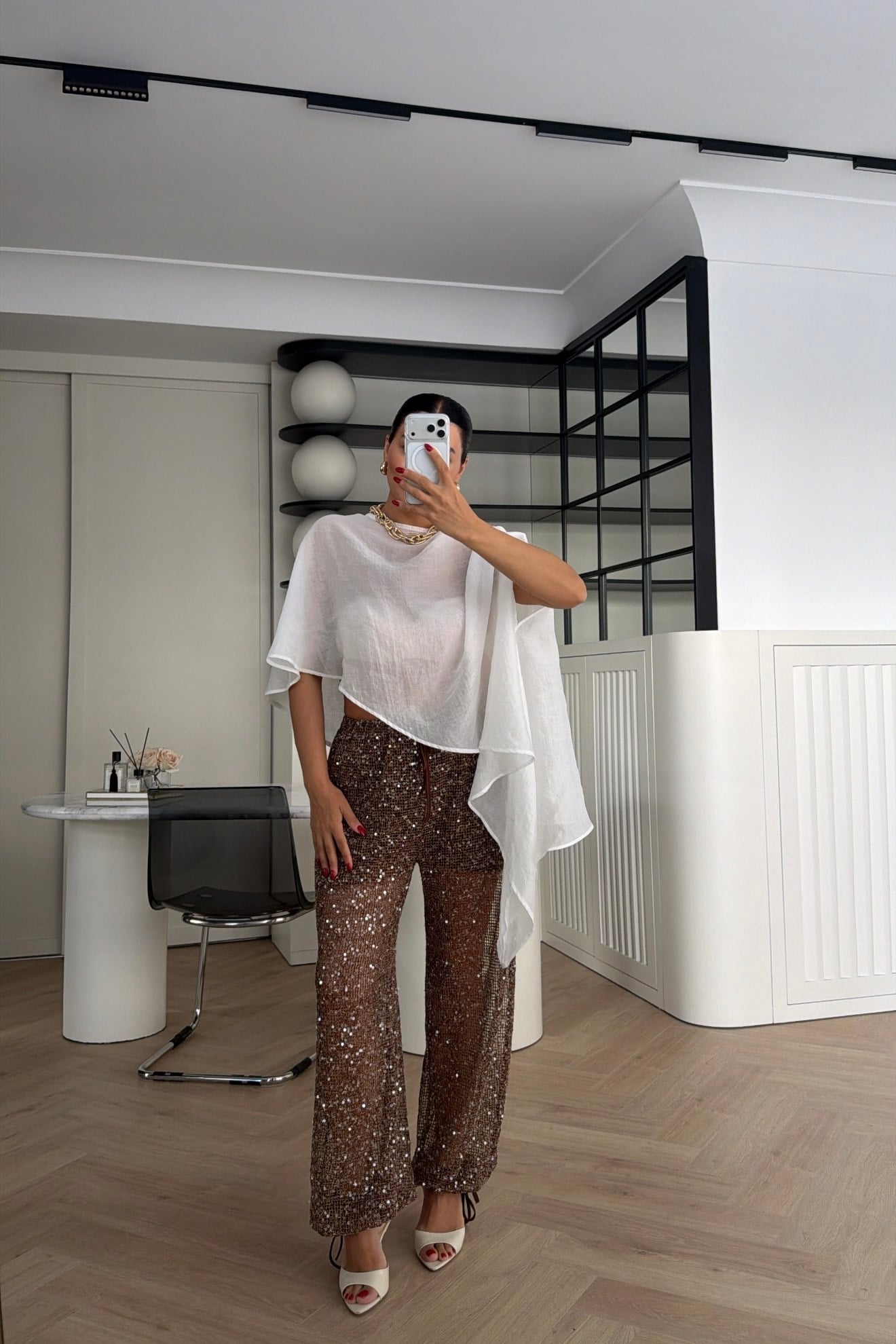 PAYETLİ PAÇASI İPLİ PANTOLON BRONZ