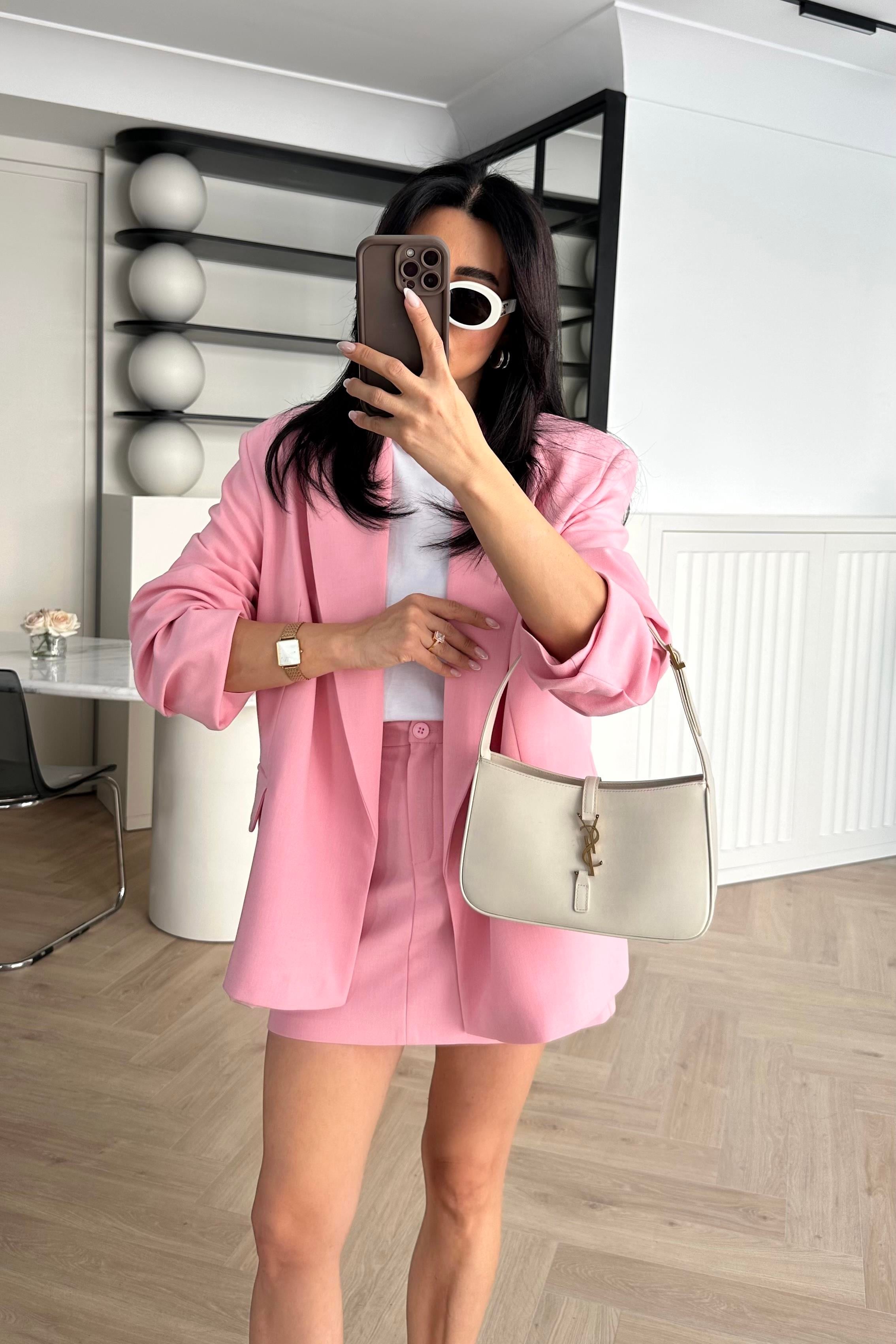 Pembe Oversize Ceket Şort Etek Takkm