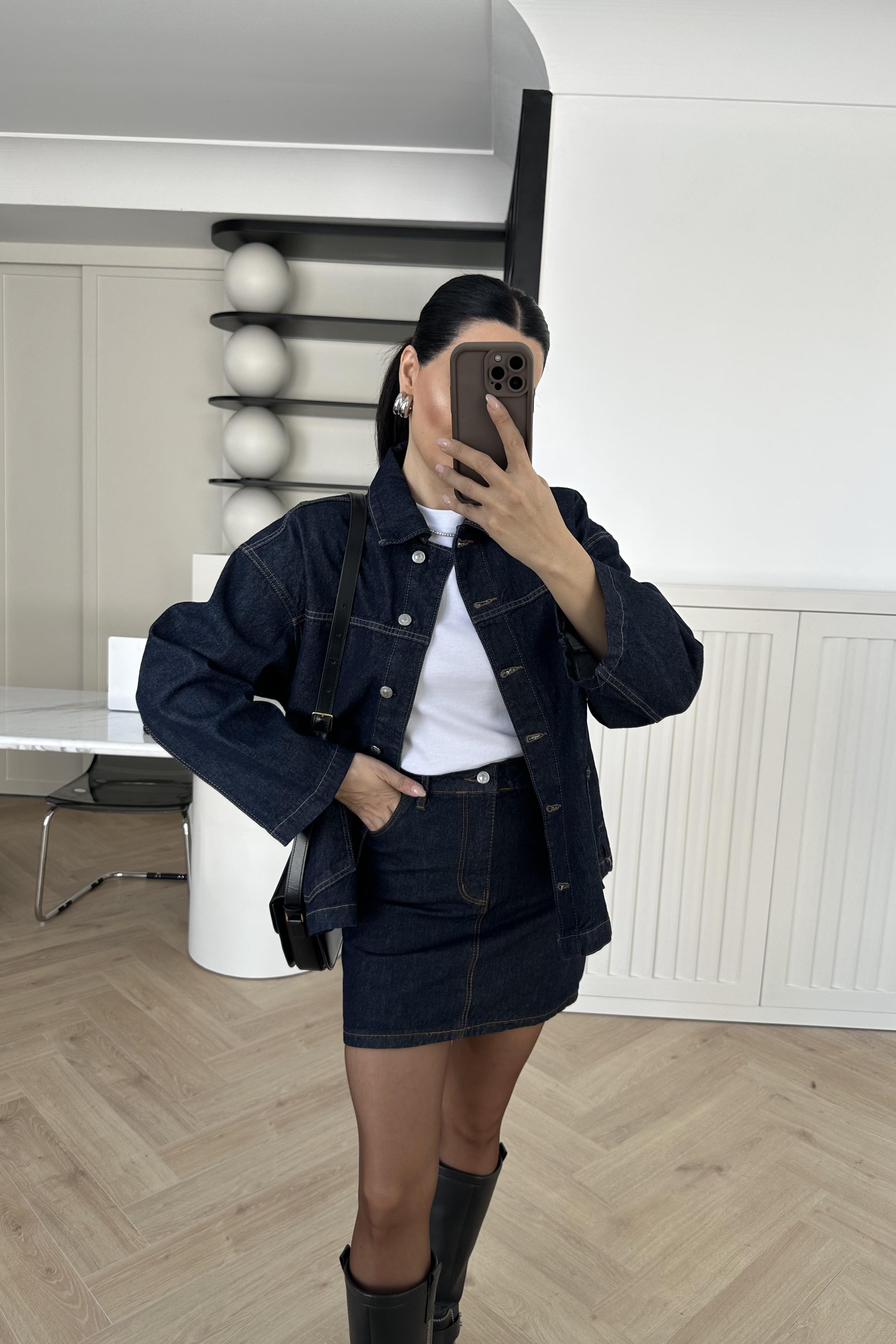 Premium Denim Ceket Etek Takım