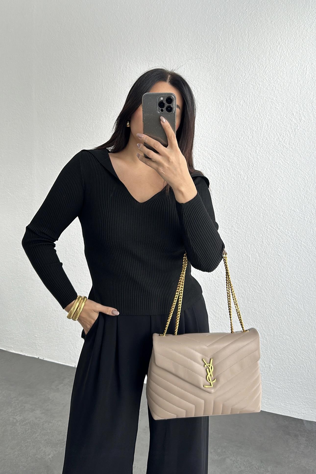 Şal Yaka Kaşmir Dokulu Triko Siyah