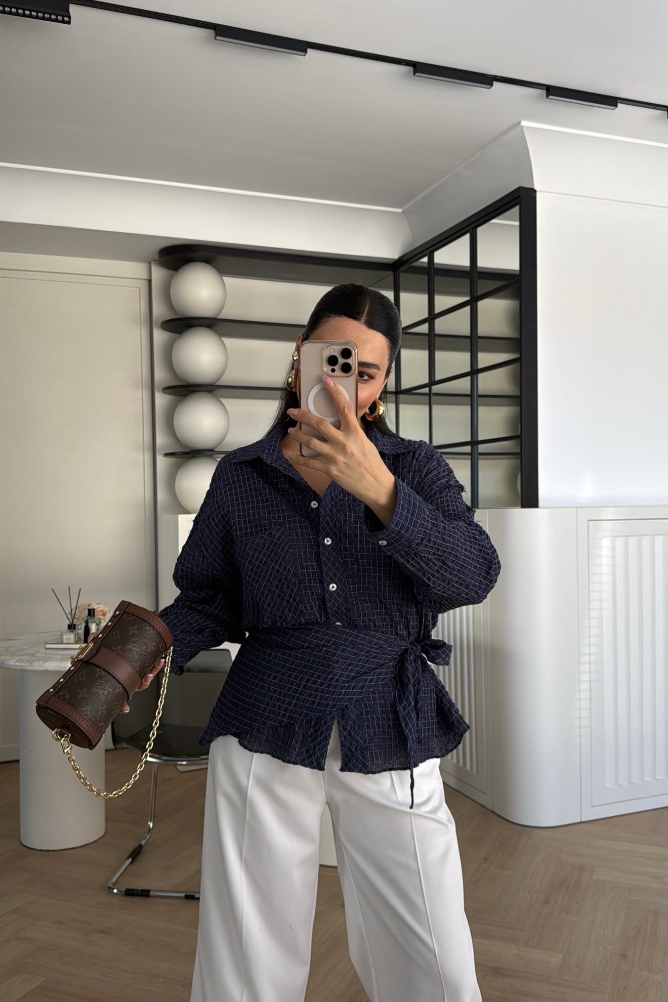 ŞALLI KARELİ GÖMLEK LACİVERT