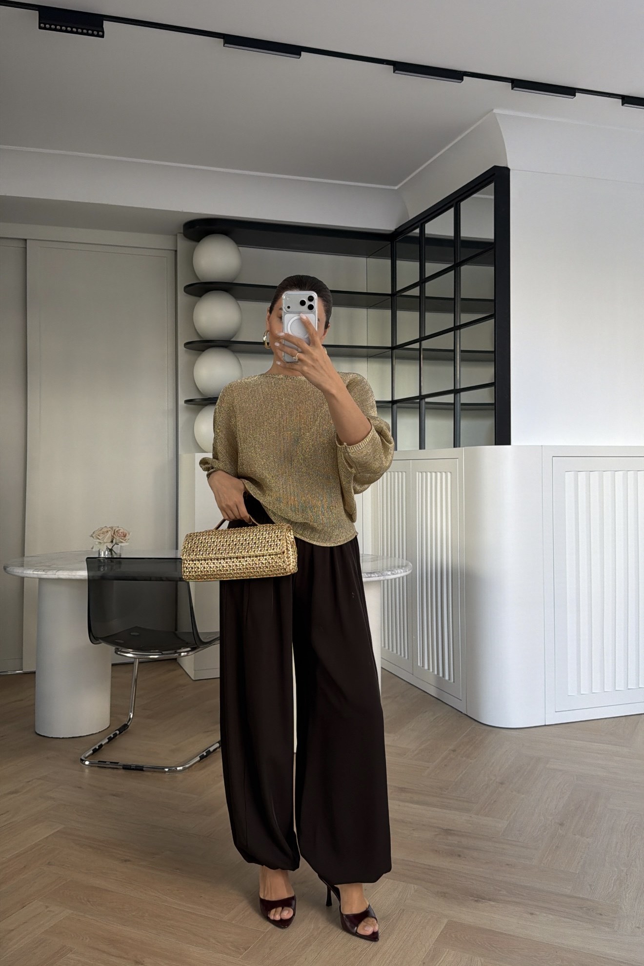ŞALVAR MODEL PAÇASI LASTİKLİ PANTOLON KAHVE 