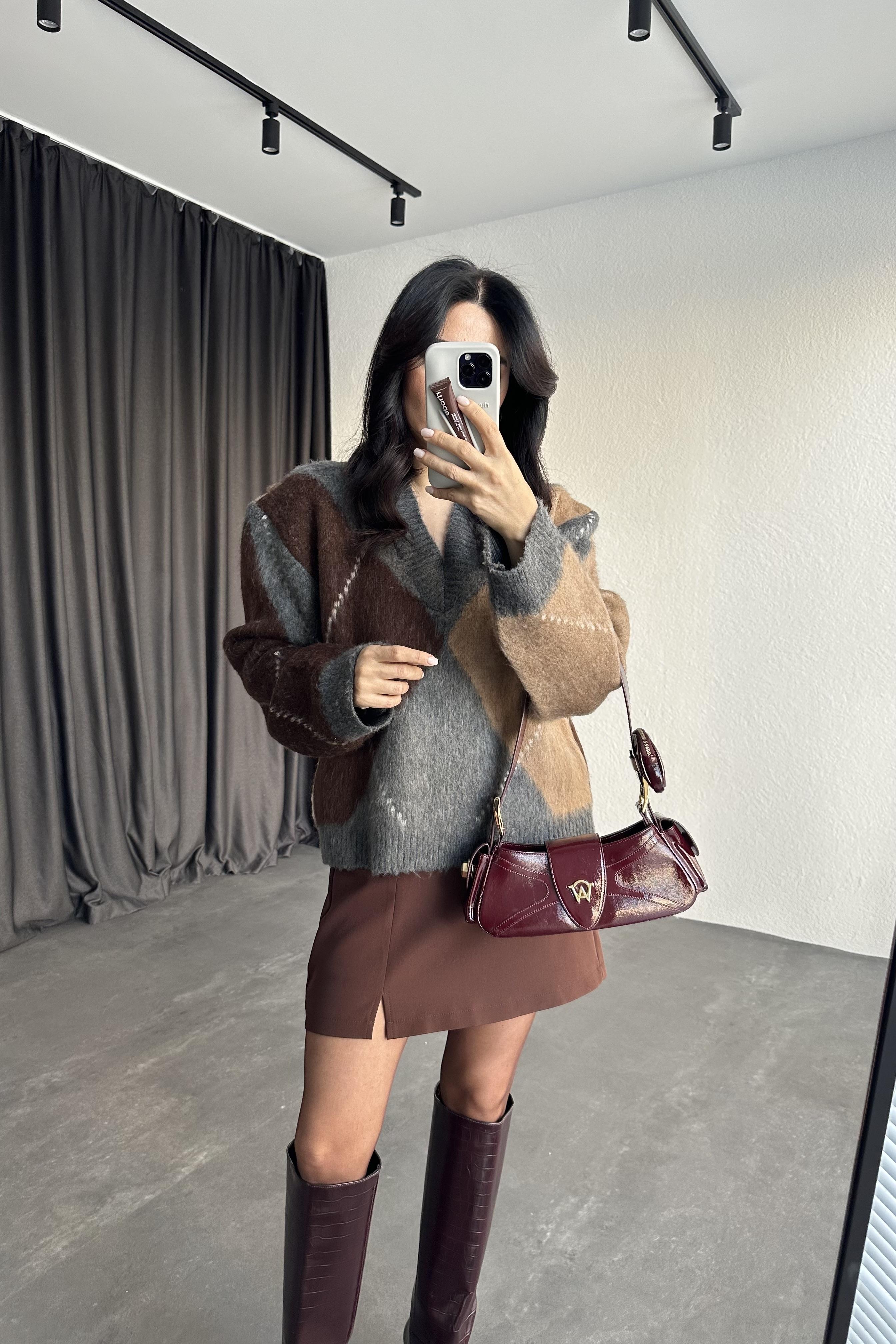 Şardonlu Baklava Desen Marka Model Kazak