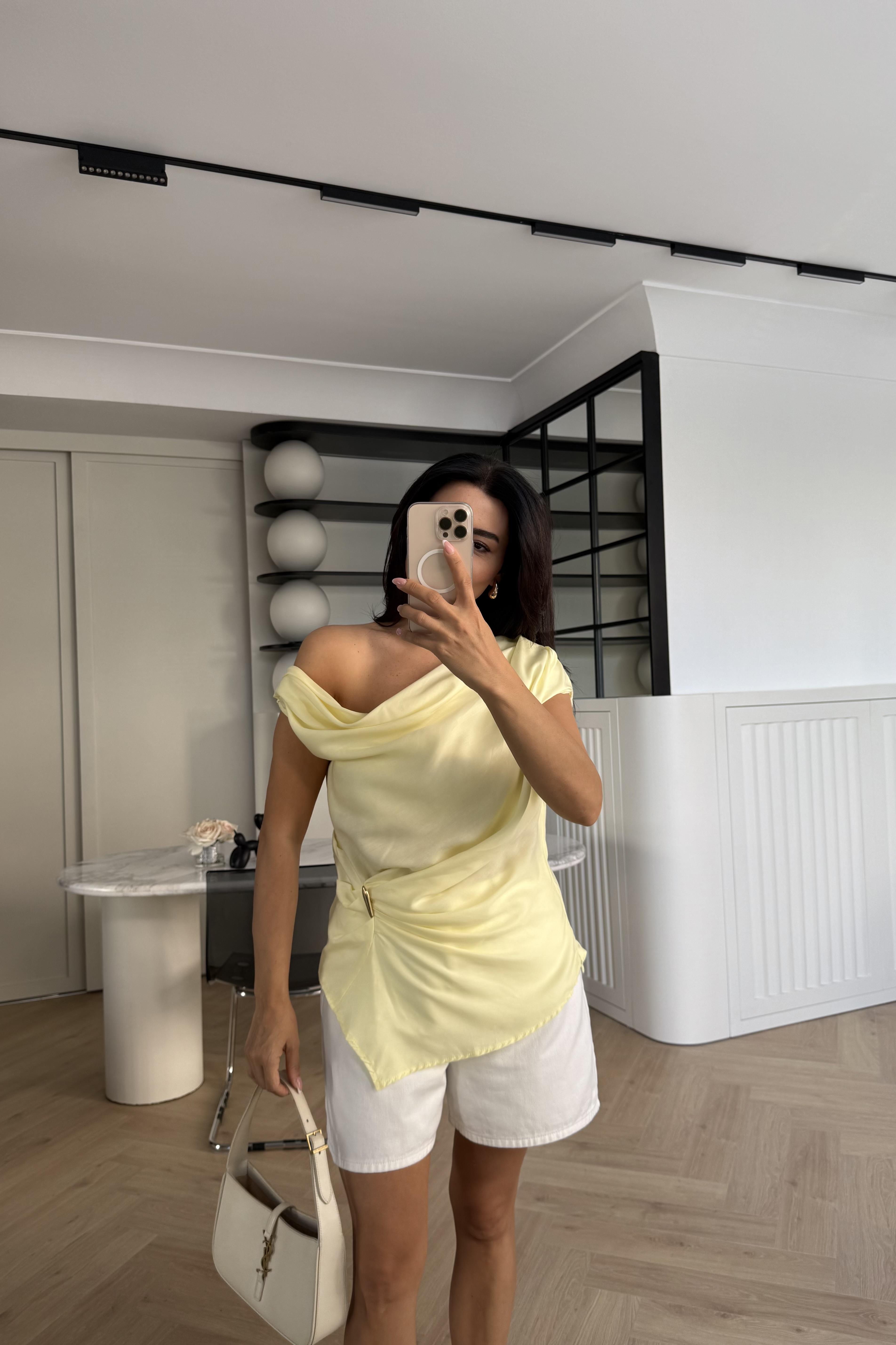 SARI ZR MODEL DÜŞÜK OMUZ BLUZ