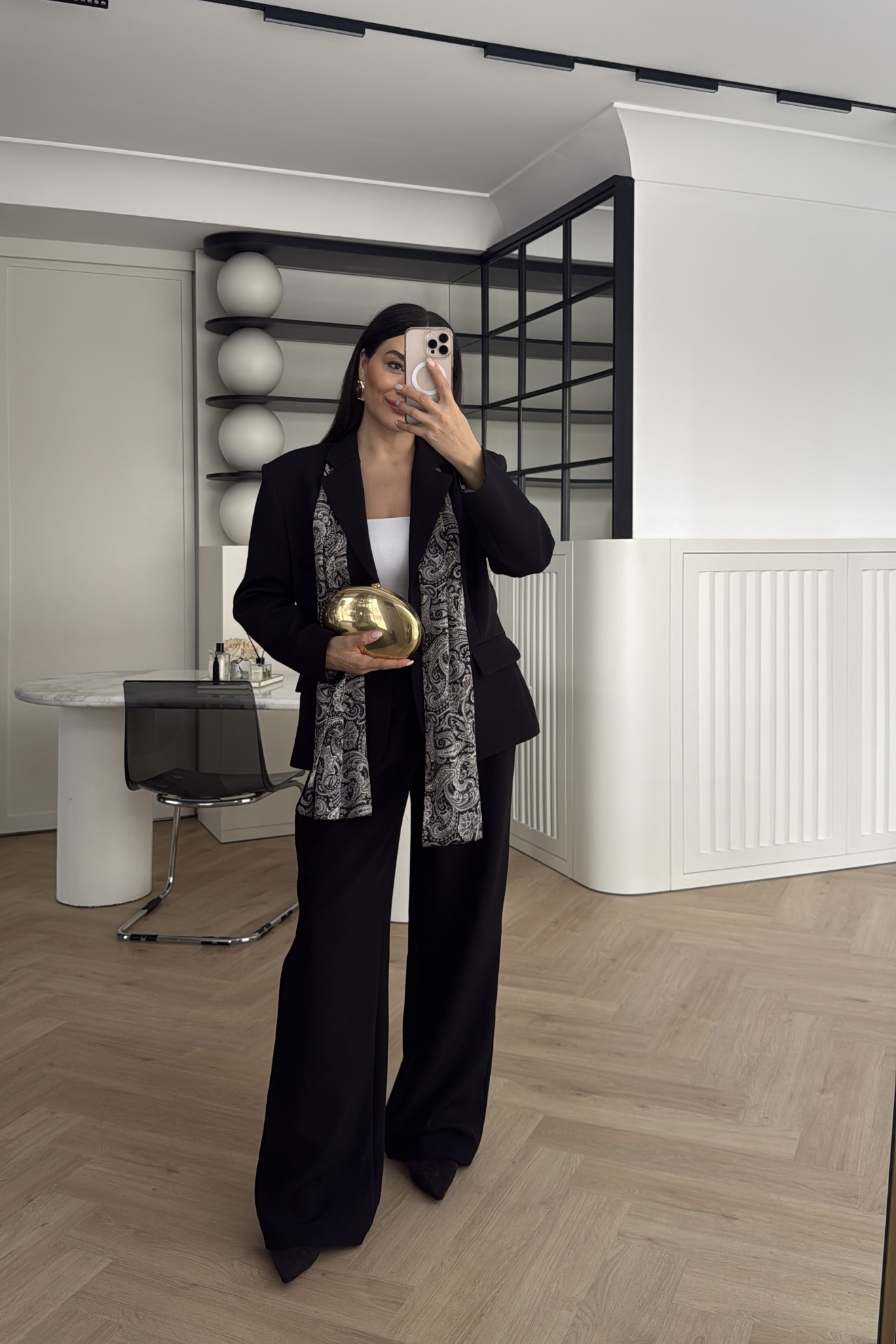 SATEN FULARLI CEKET PANTOLON TAKIM SİYAH