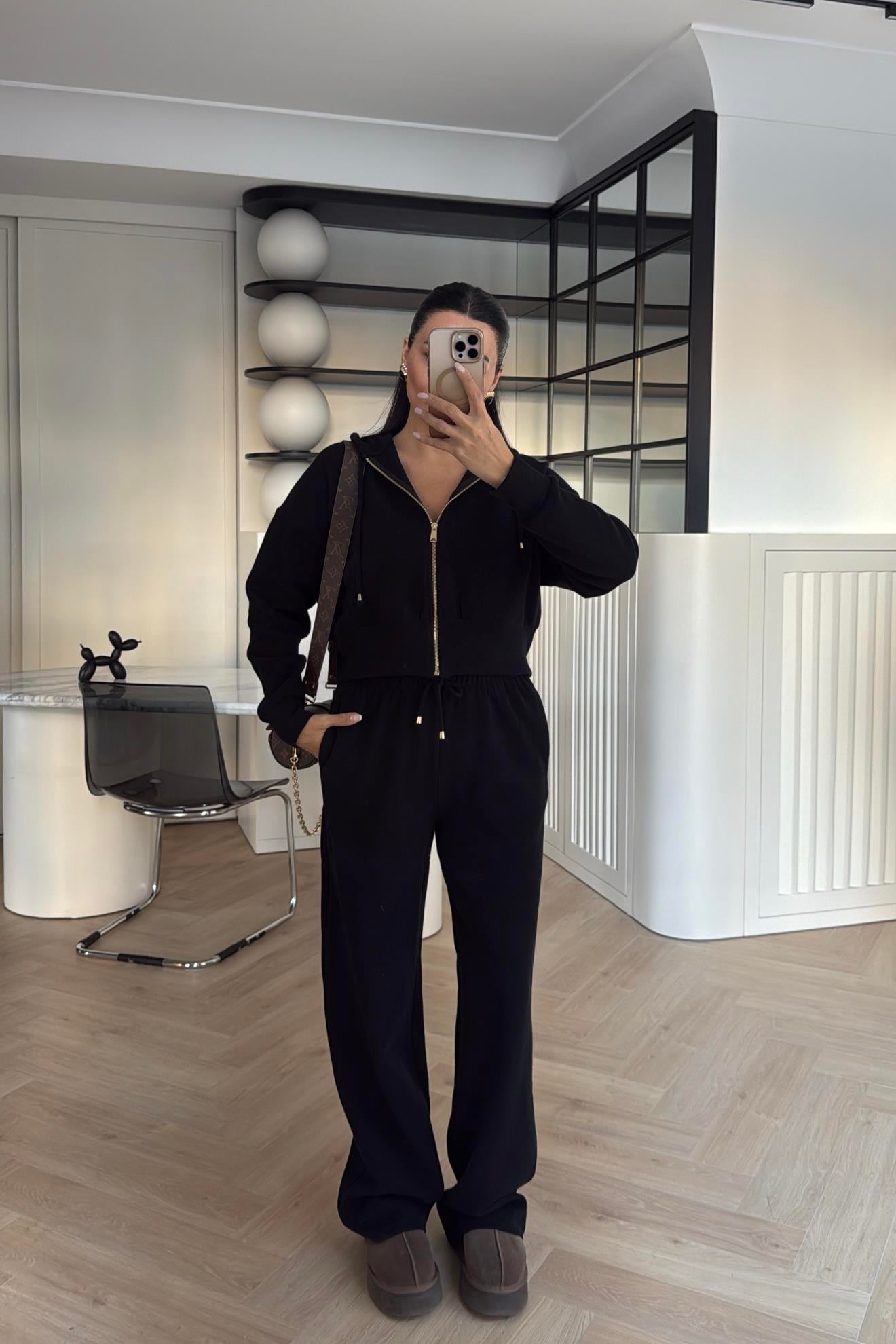 SİYAH ÇELİK TRİKO SWEAT PANTOLON TAKIM