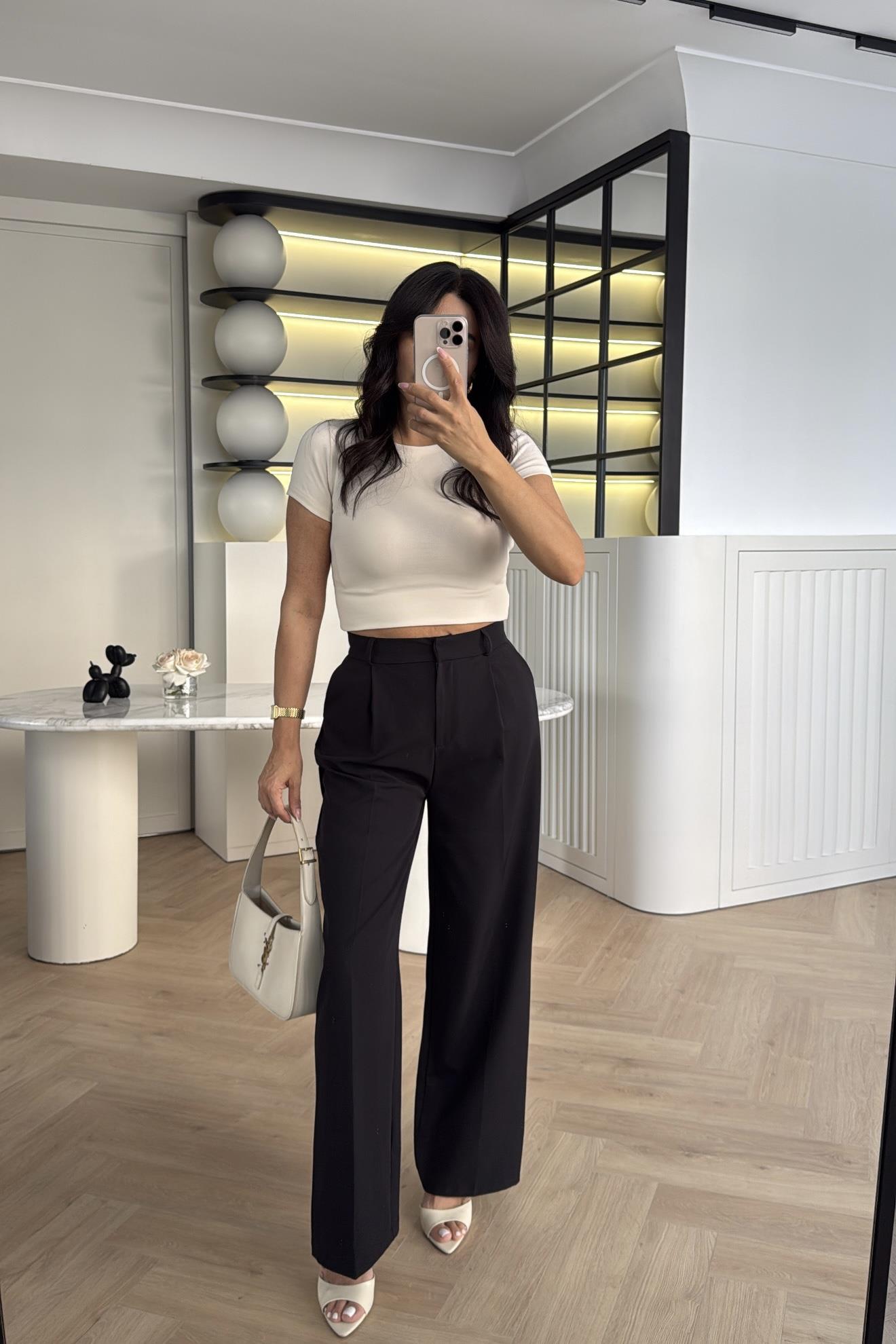 SİYAH ÖZEL ÜRETİM DOUBLE KUMAŞ PALAZZO PANTOLON