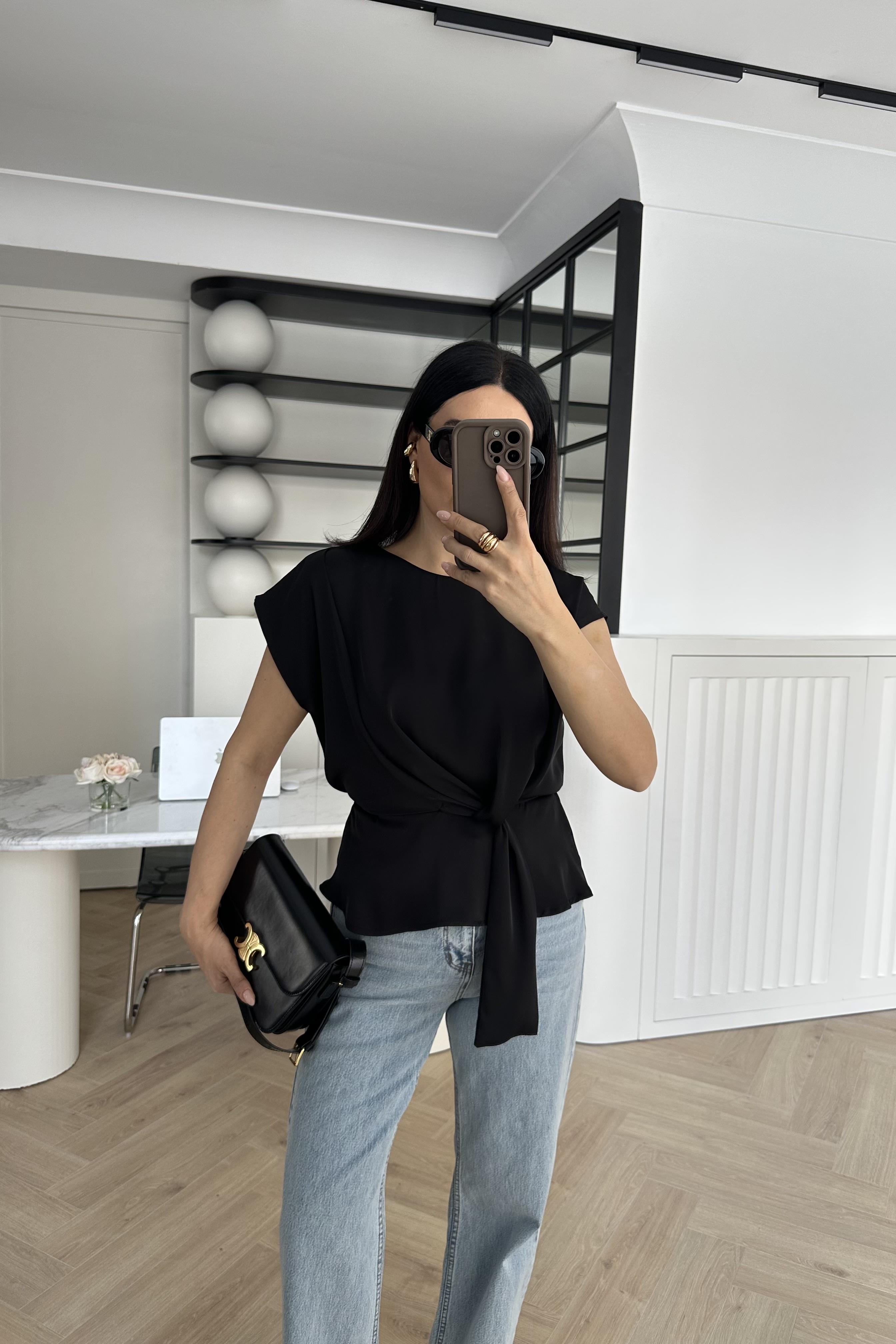 Siyah Zr Model Saten Bluz