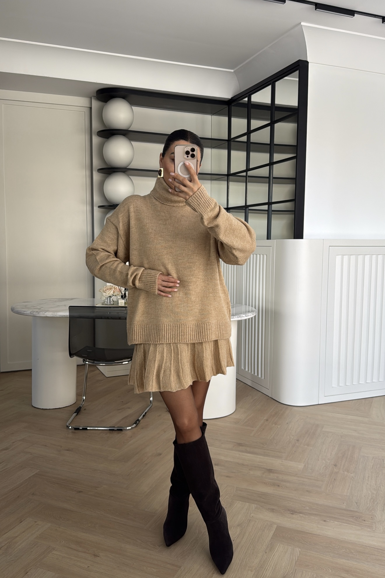 TRİKO ETEKLİ TAKIM CAMEL