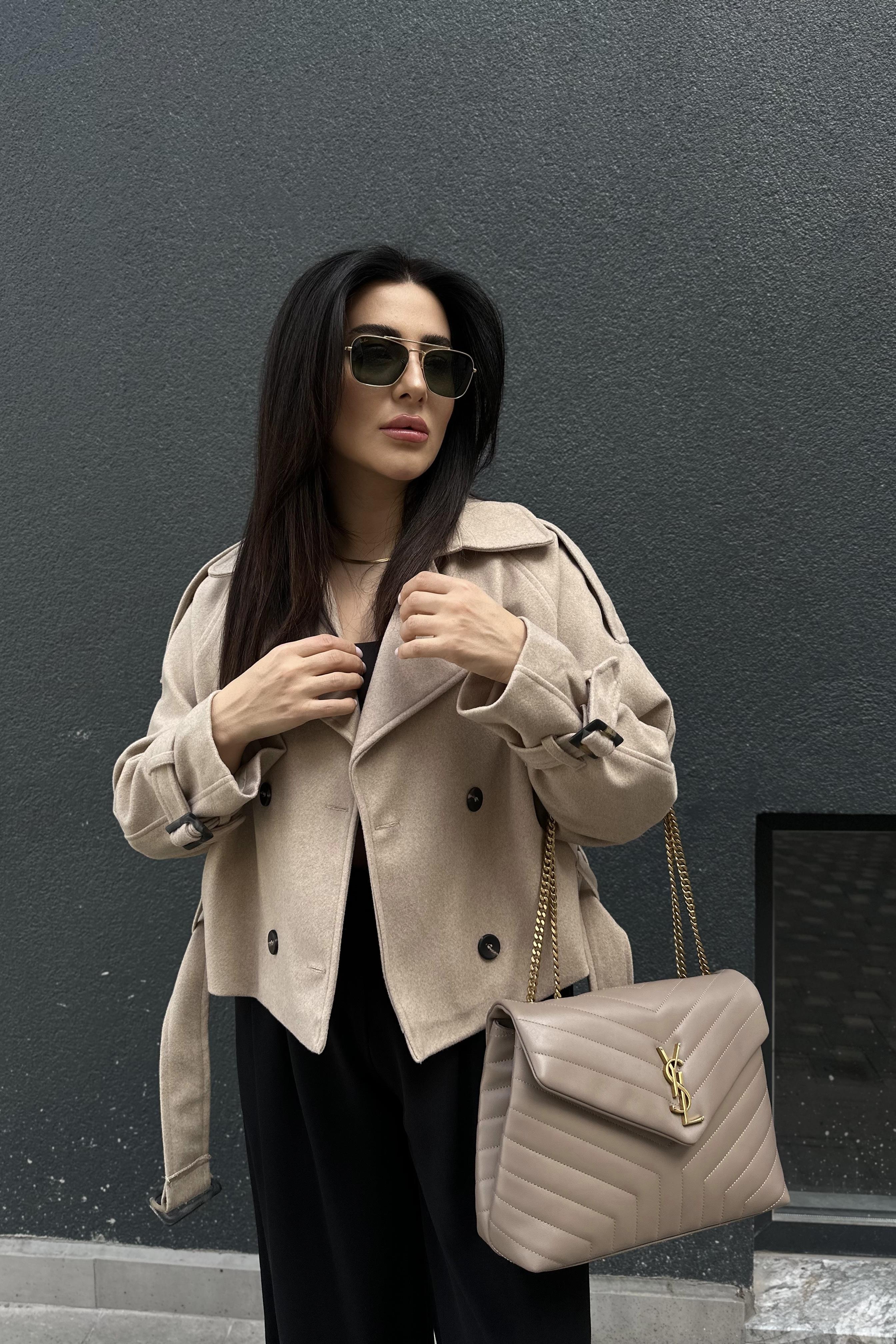 Vizon Renk Astarlı Kaşe Ceket