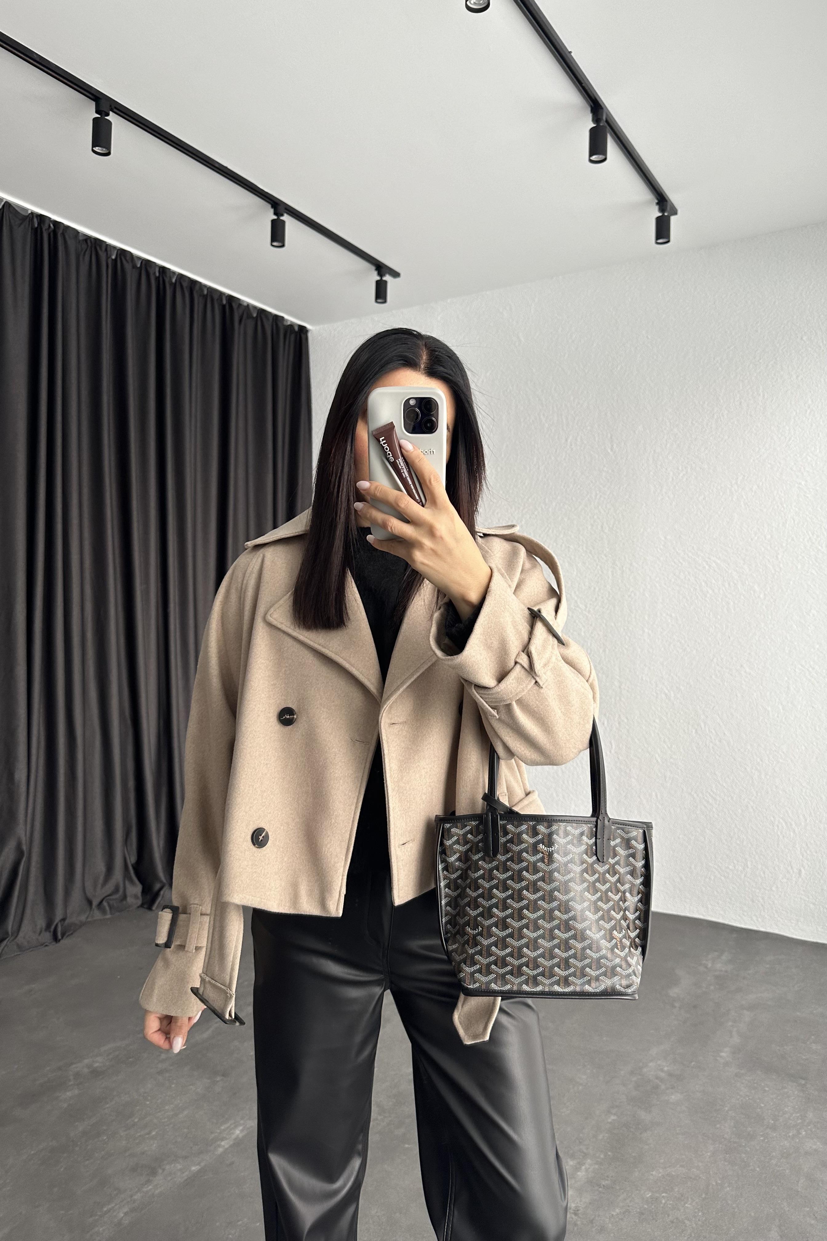 Vizon Renk Astarlı Kısa Kaşe Ceket