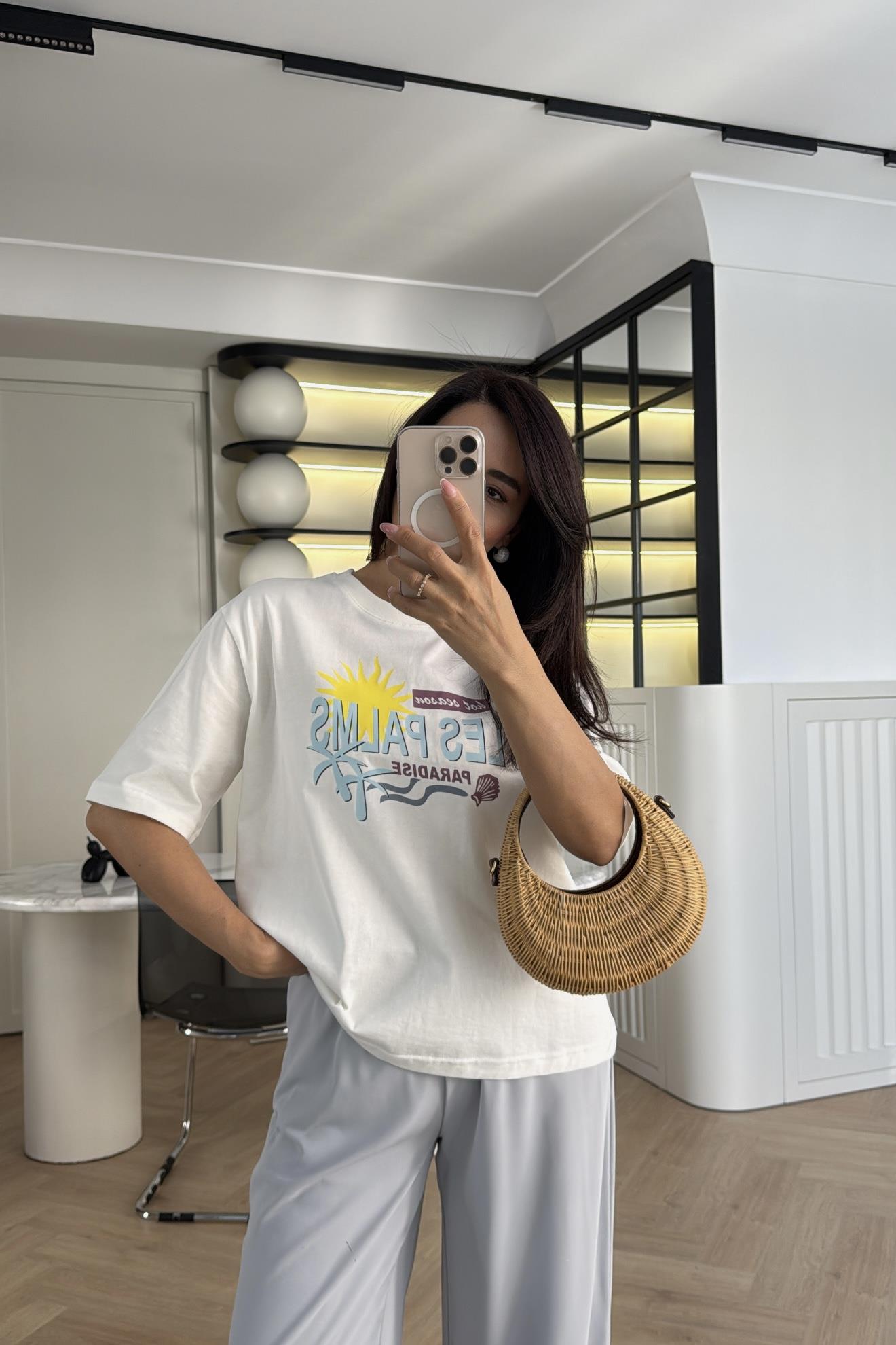 ZR TOK KUMAŞ LES PALMS SLOGANLI TİŞÖRT 