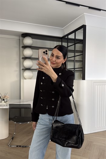 APOLETLİ CEKET SİYAH 