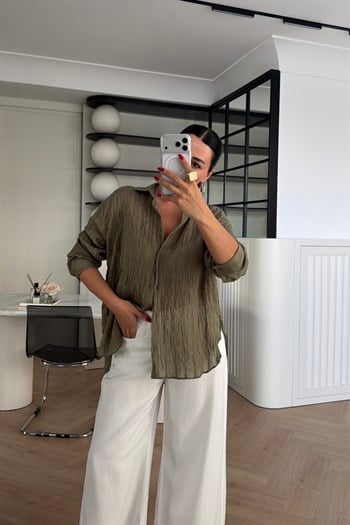 ÇİZGİLİ TÜL GÖMLEK YEŞİL 