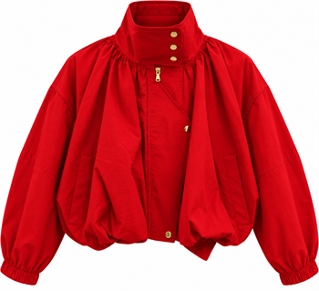Dik Yaka Oversize Bomber Ceket Kırmızı