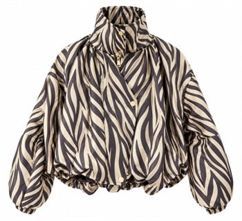 Dik Yaka Oversize Bomber Ceket Zebra Desen 