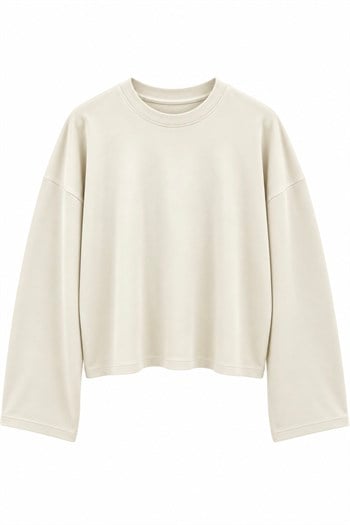 Geniş Kol Detaylı Basic T-shirt Beyaz