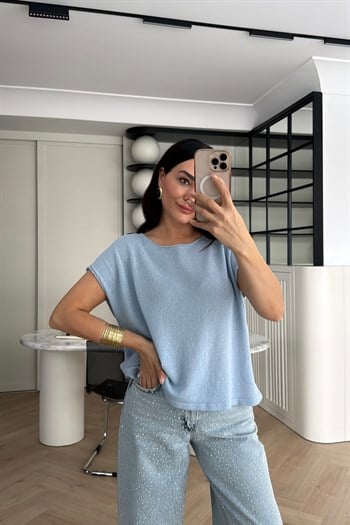 KISA KOL YAZLIK TRİKO BEBE MAVİSİ 