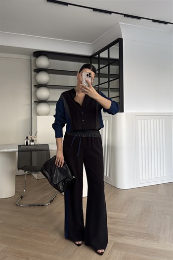 MARKA MODEL BLOKLU TENSEL TAKIM SİYAH