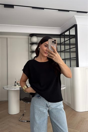 OMZU AÇIK KISA KOL KAZAK SİYAH 