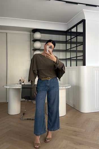 SÜET KEMERLİ BOL PAÇA TENSEL JEAN 