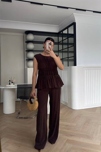 TENCEL NERVÜRLÜ TAKIM KAHVE