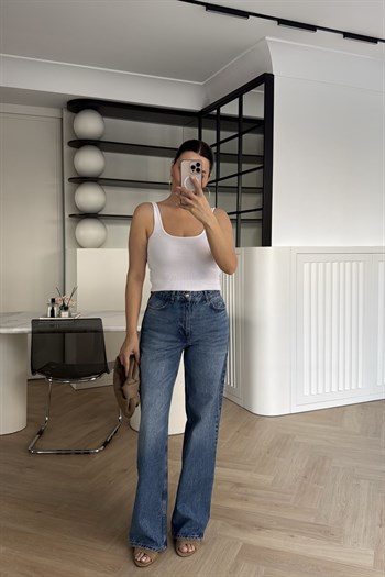 ZR MODEL YÜKSEK BEL WİDE LEG JEAN PANTOLON 