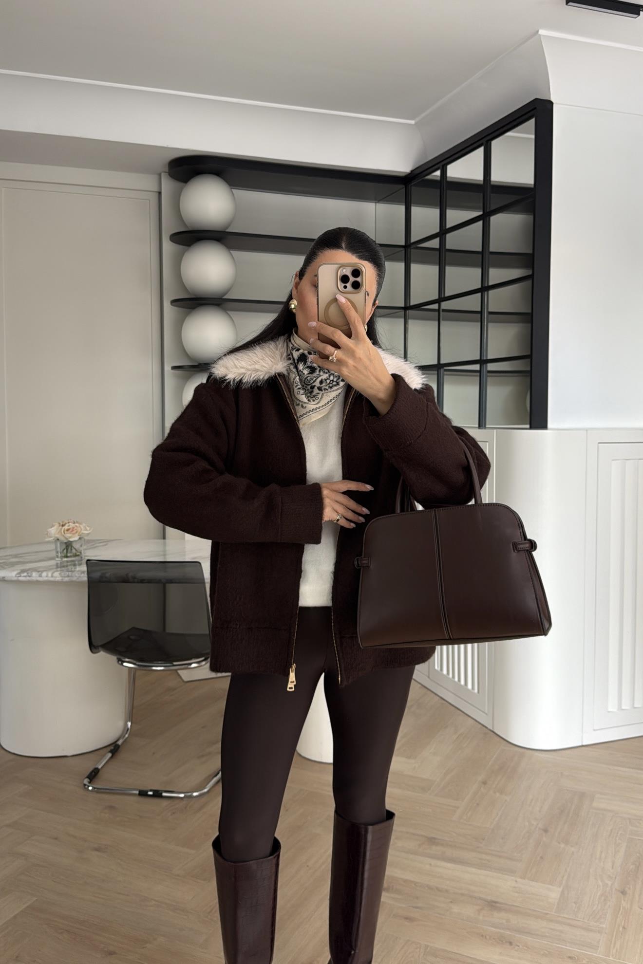 ACI KAHVE ÇIKARILABİLİR KÜRKLÜ HIRKA