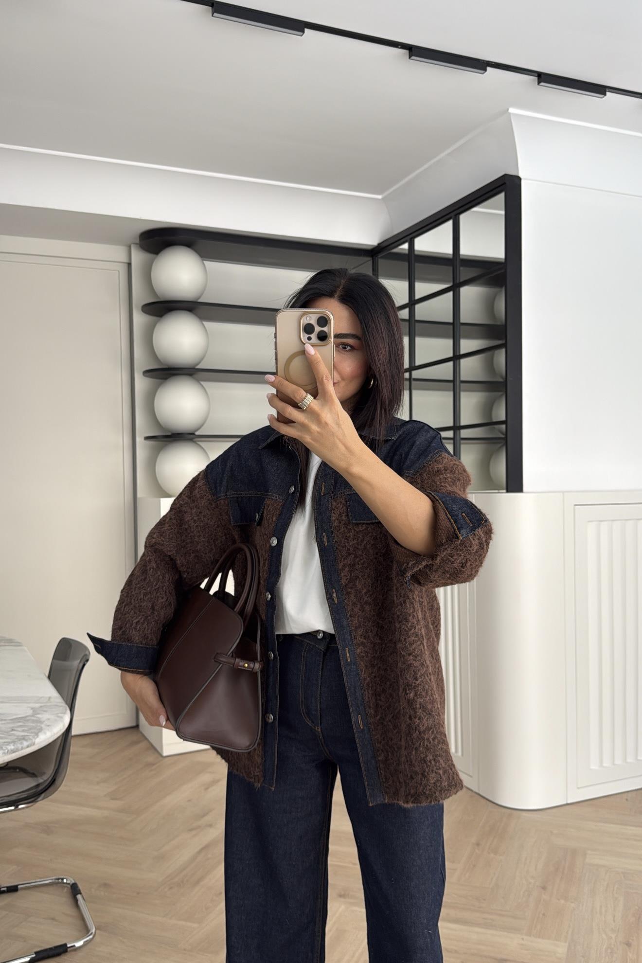 ACI KAHVE DENİM GARNİLİ CEKET PANTOLON TAKIM