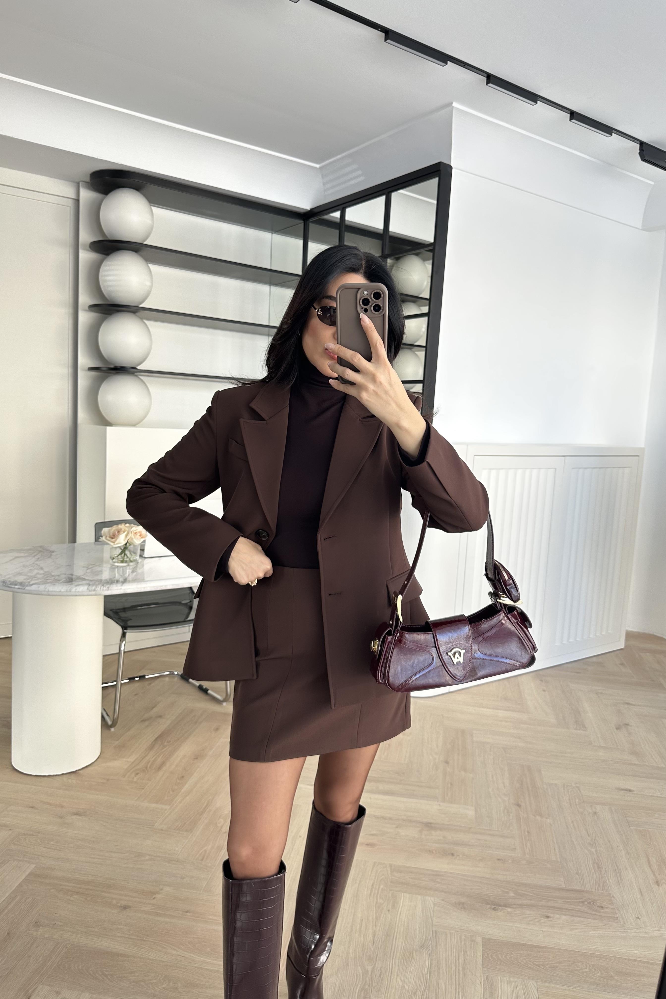 Acı Kahve Zr Etek Ceket Takım