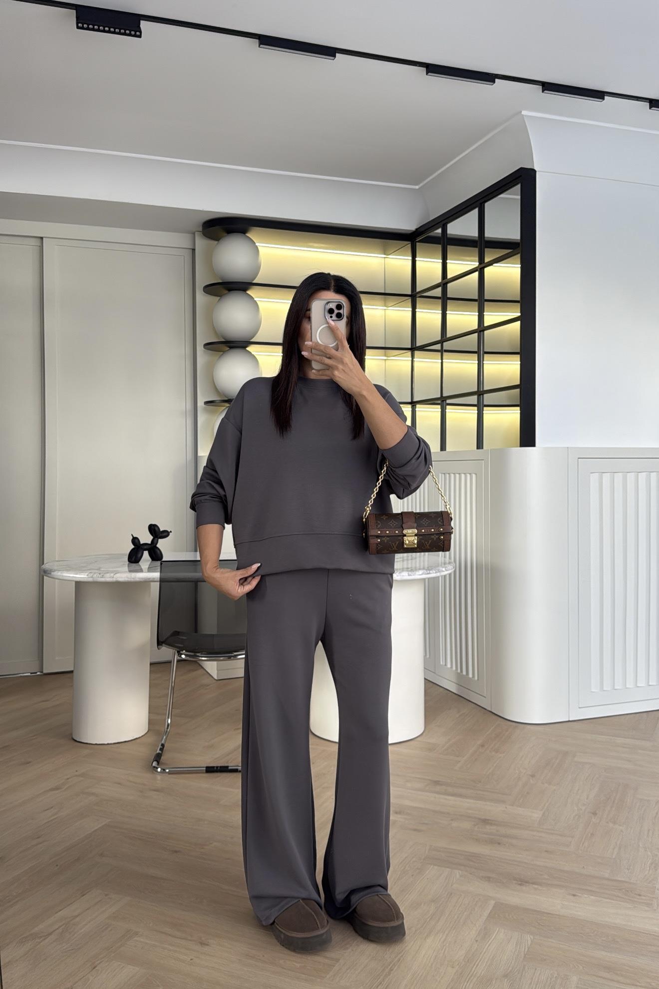 ANTRASİT MODAL KUMAŞ SWEATSHİRT PANTOLON TAKIM