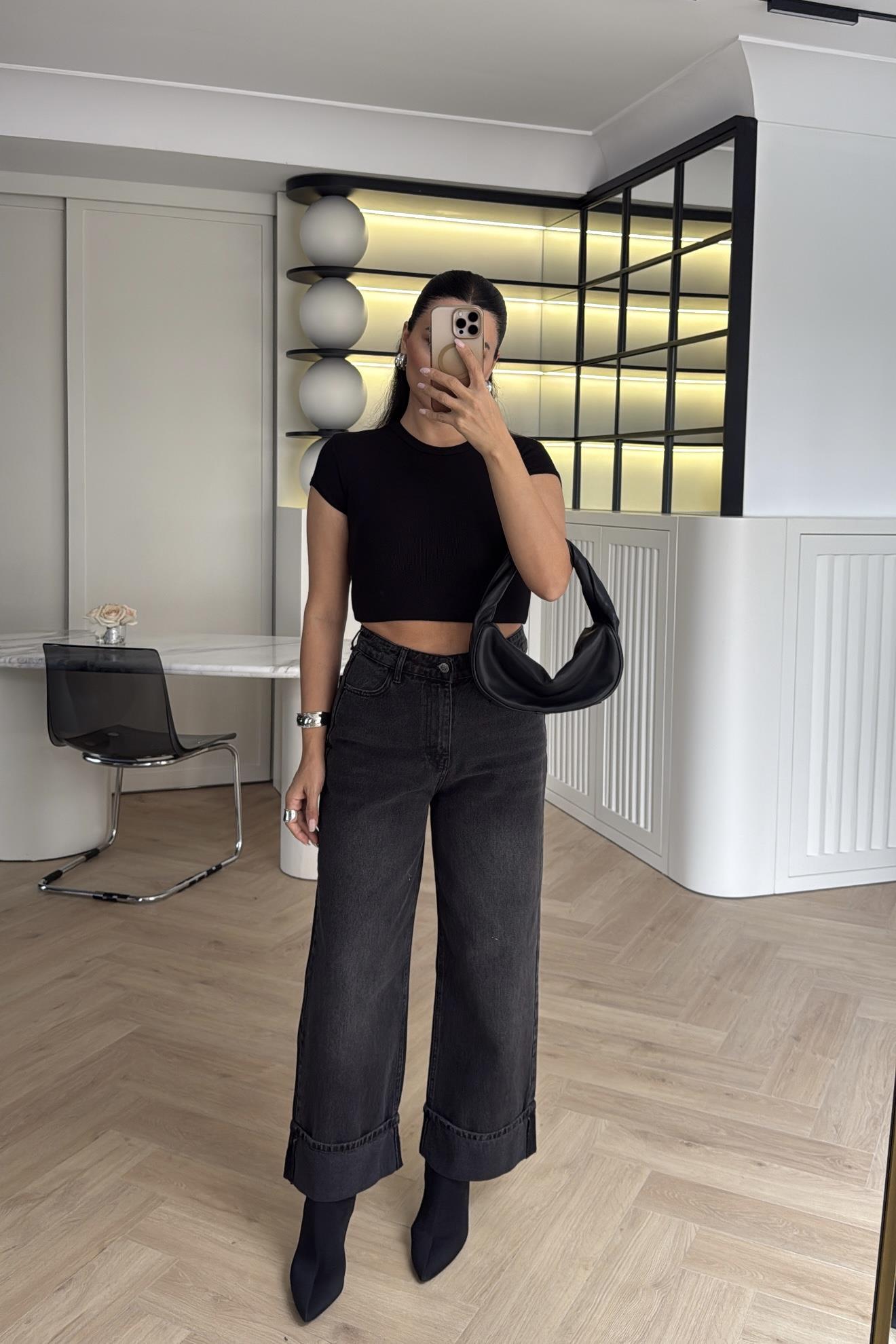 ANTRASİT PAÇASI KATLI JEAN