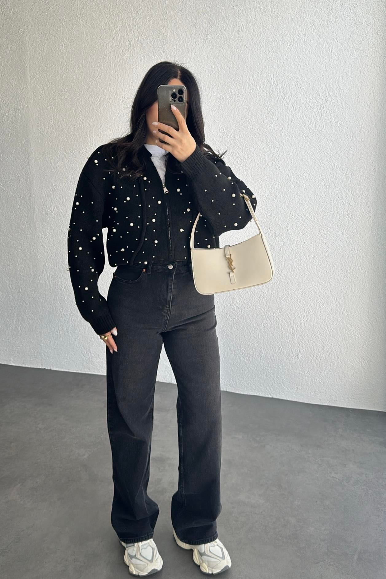 Antrasit Palazzo Jean Pantolon