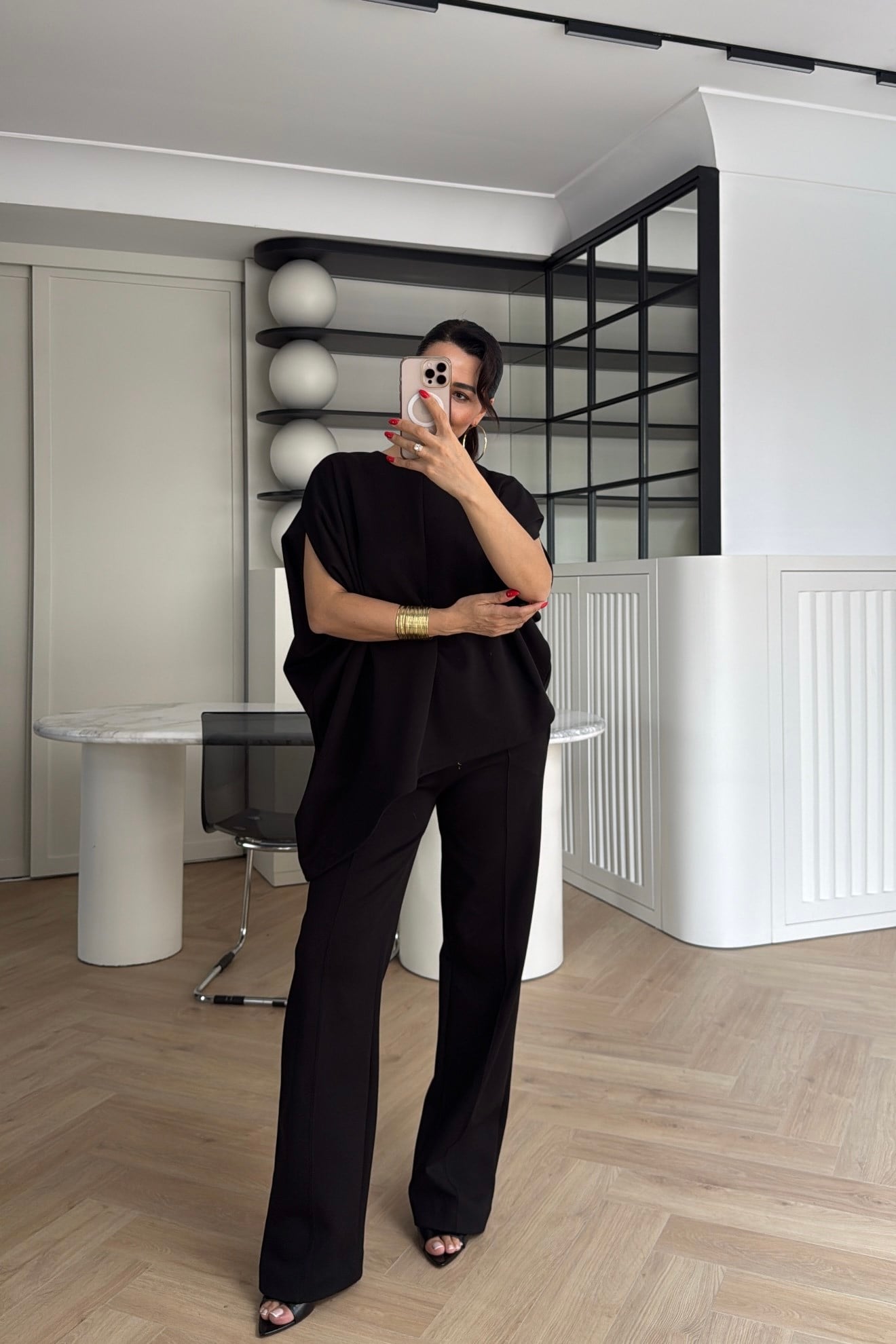 ASİMETRİK OVERSİZE İKİLİ TAKIM SİYAH 