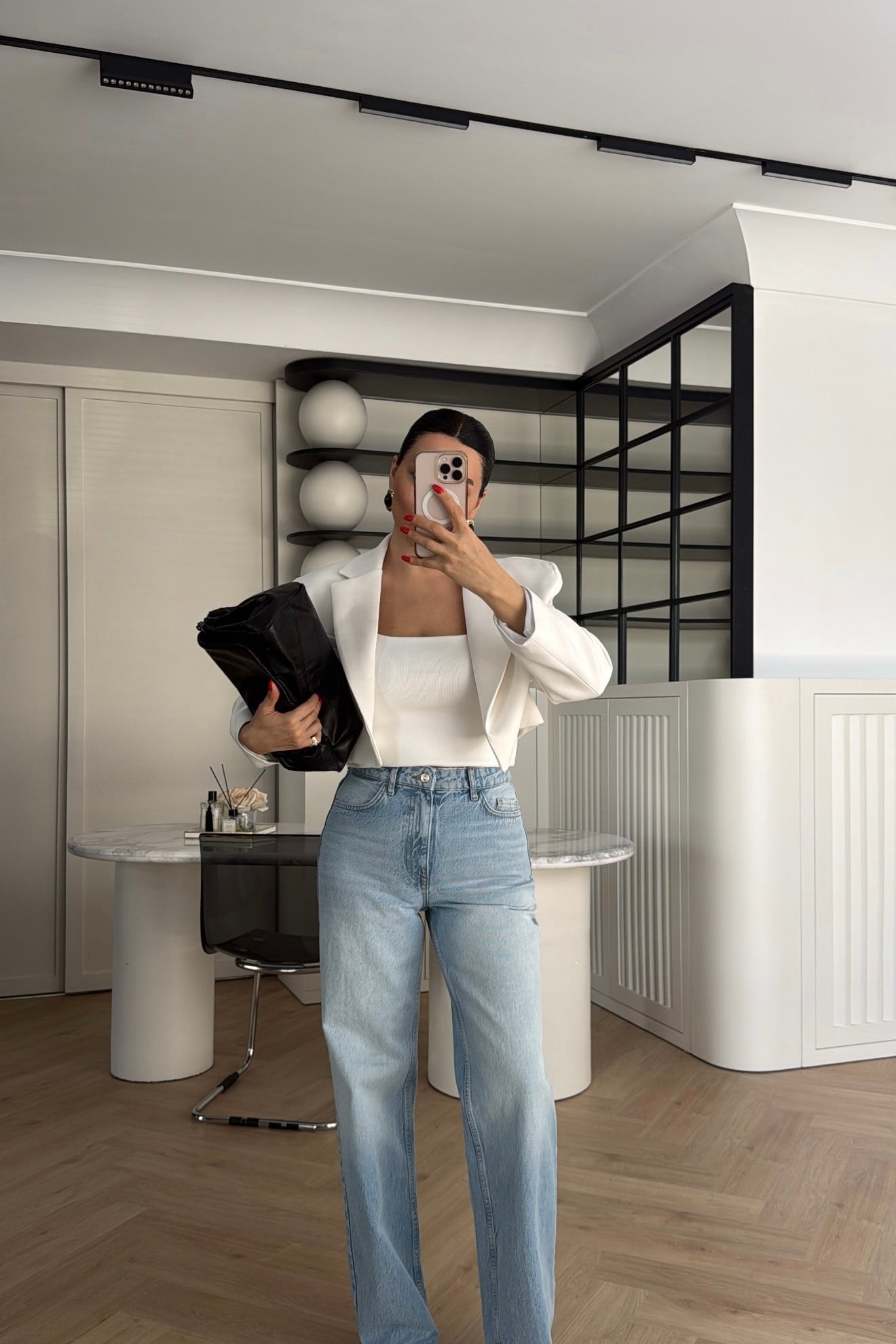 ASTARLI CROP BLAZER CEKET BEYAZ 