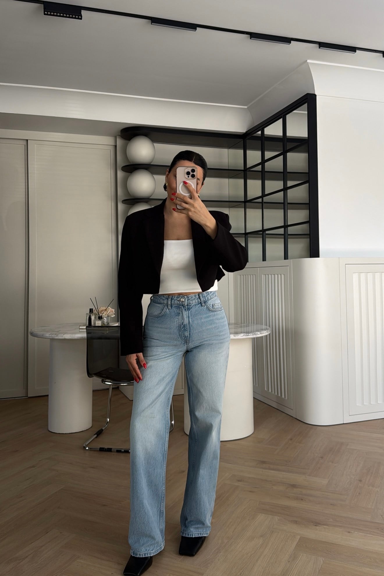 ASTARLI CROP BLAZER CEKET SİYAH