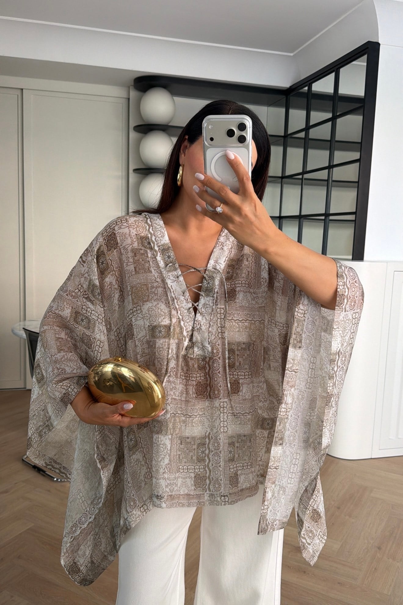 BAĞCIKLI ETNİK DESEN BLUZ RENKLİ 