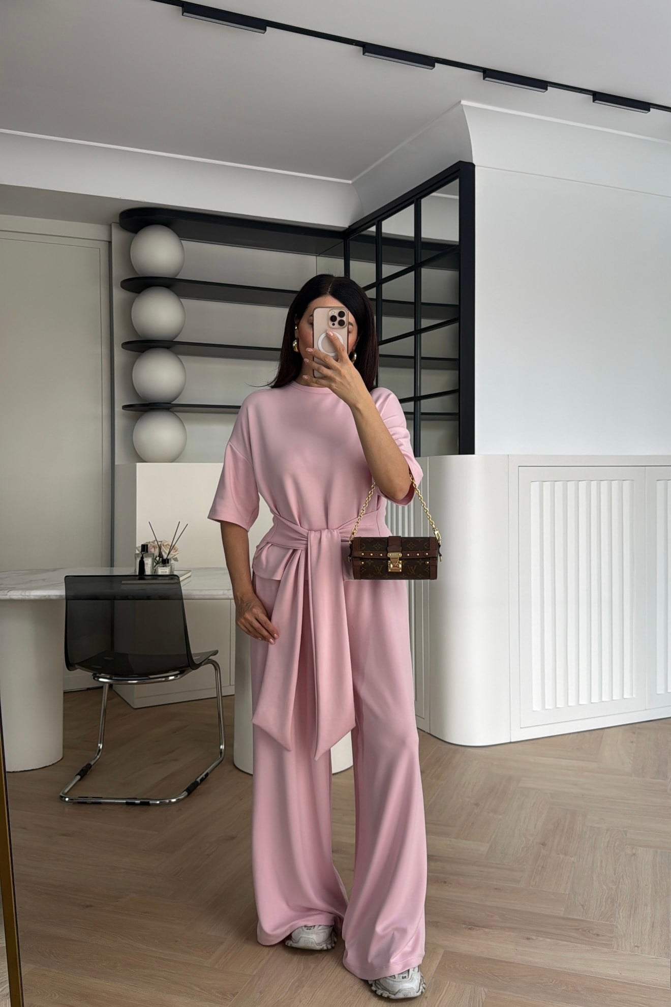 BAĞLAMA DETAYLI MODAL TAKIM PEMBE 